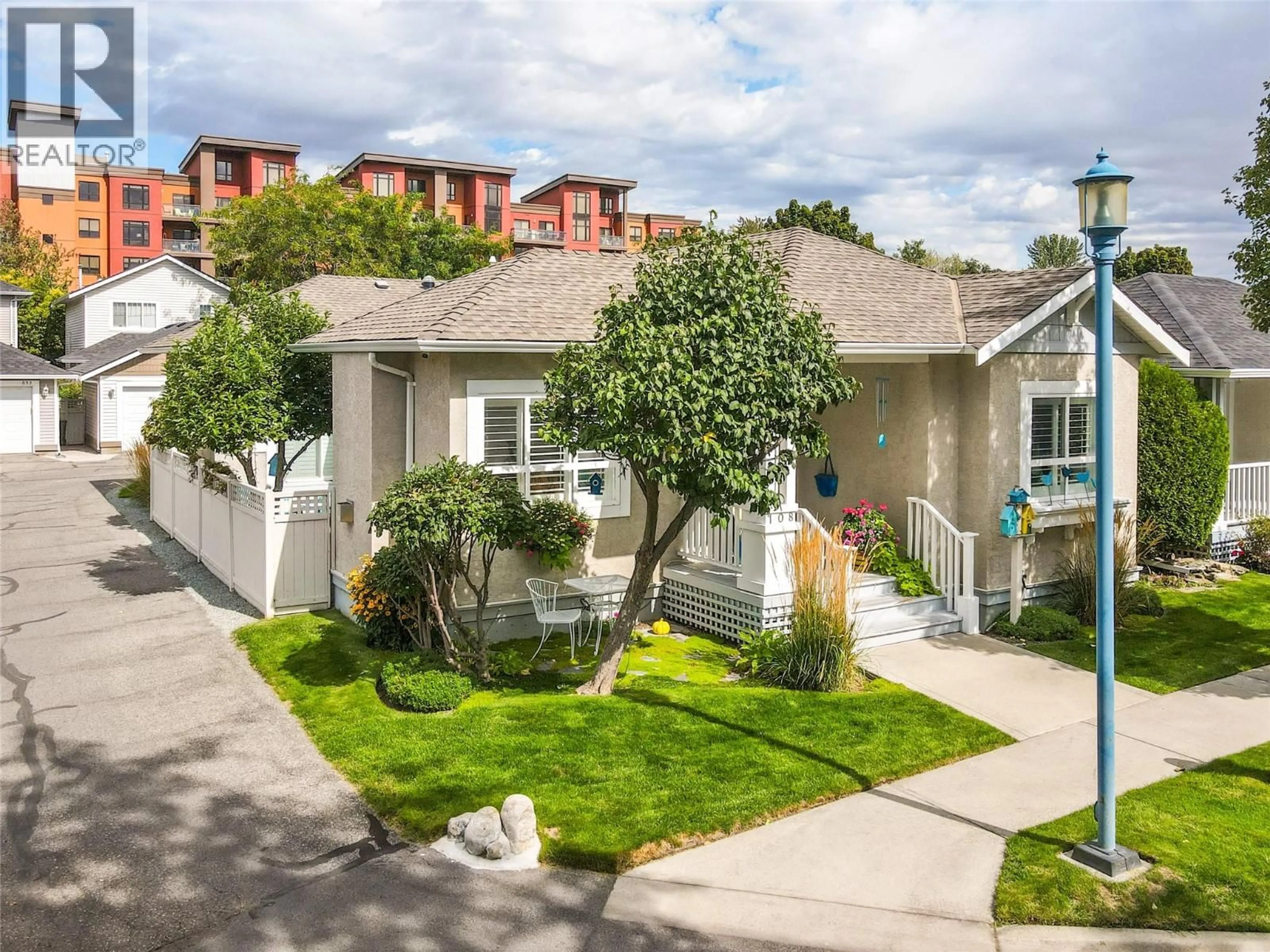 A pic from outside/outdoor area/front of a property/back of a property/a pic from drone, street for 108 - 665 COOK ROAD, Kelowna British Columbia V1W4T4