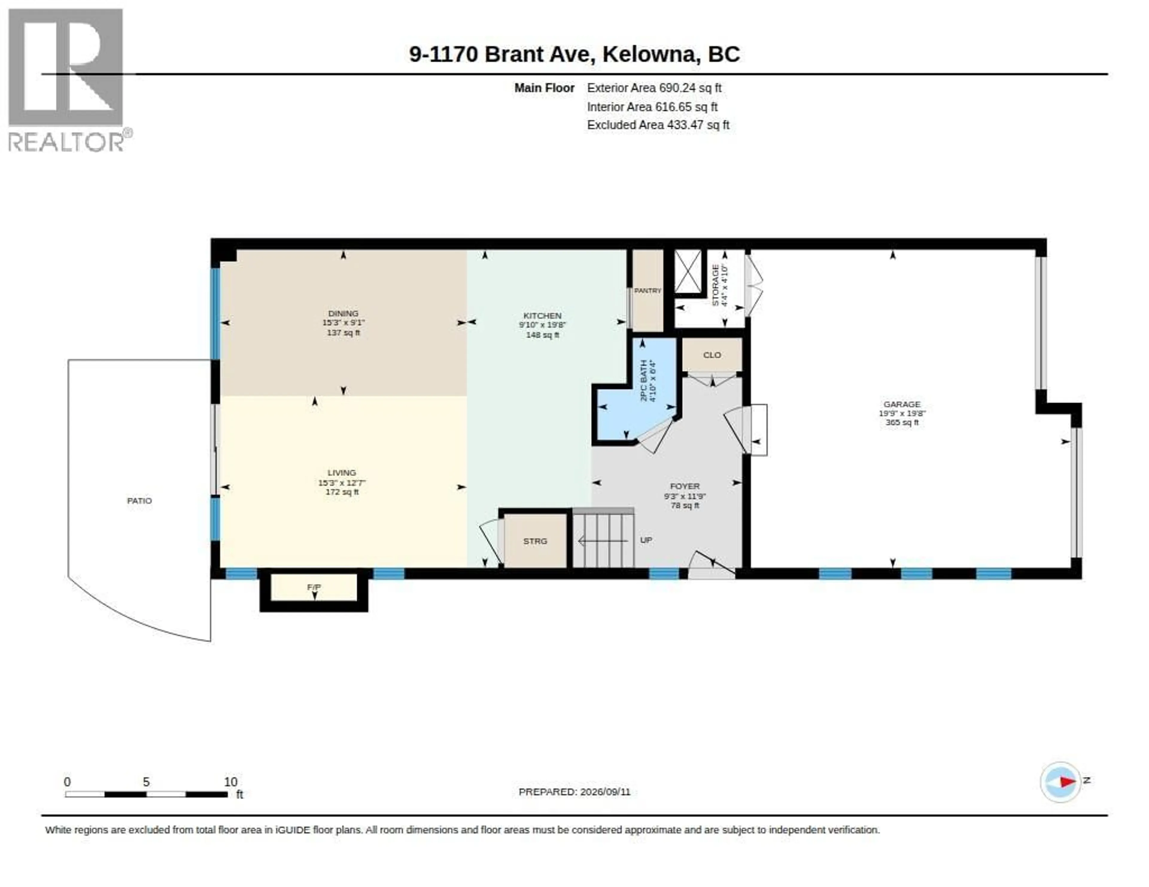 Floor plan for 9 - 1170 BRANT AVENUE, Kelowna British Columbia V1Y1N1