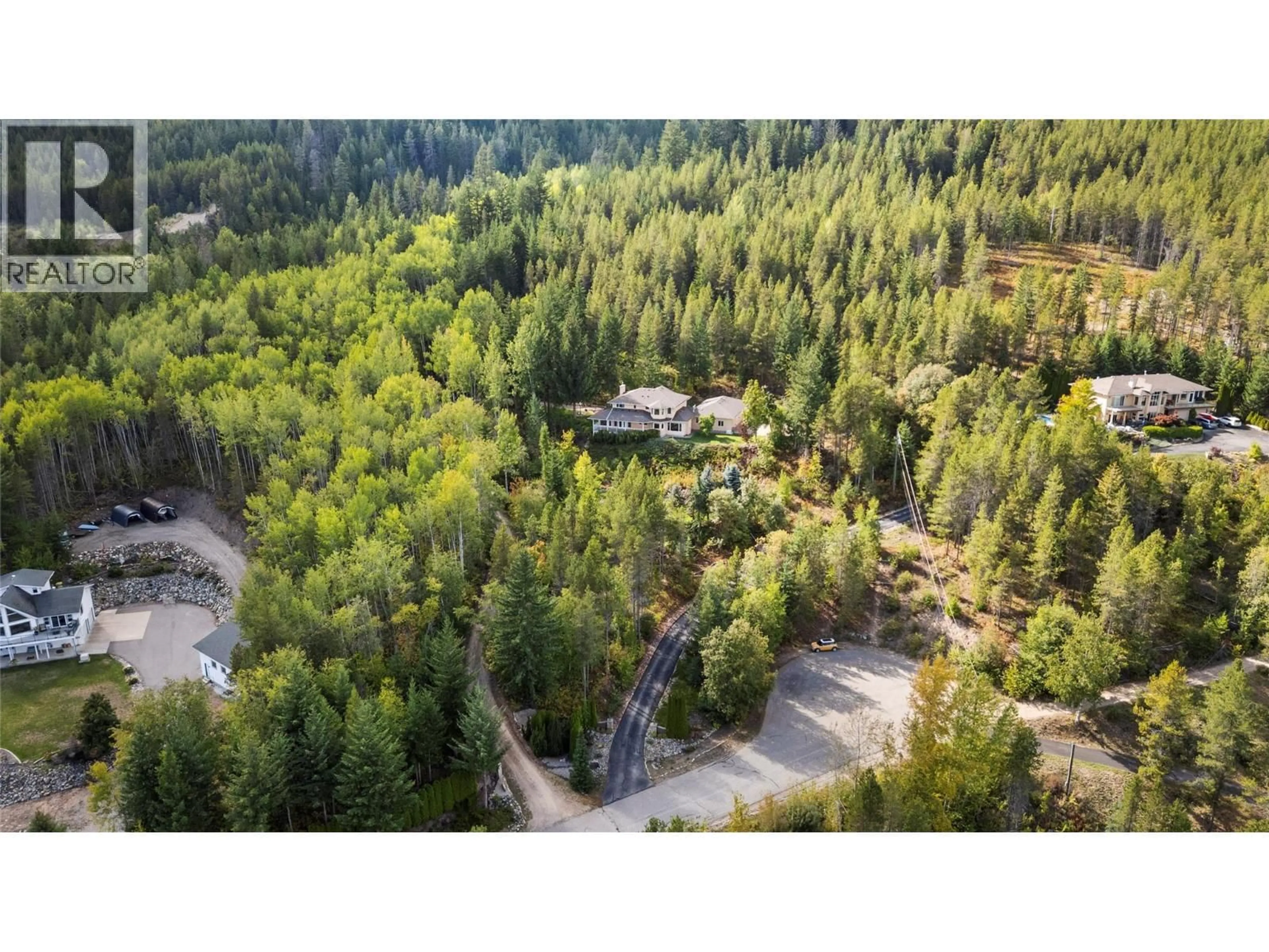 A pic from outside/outdoor area/front of a property/back of a property/a pic from drone, forest/trees view for 3801 65 STREET NORTHWEST, Salmon Arm British Columbia V1E3A8