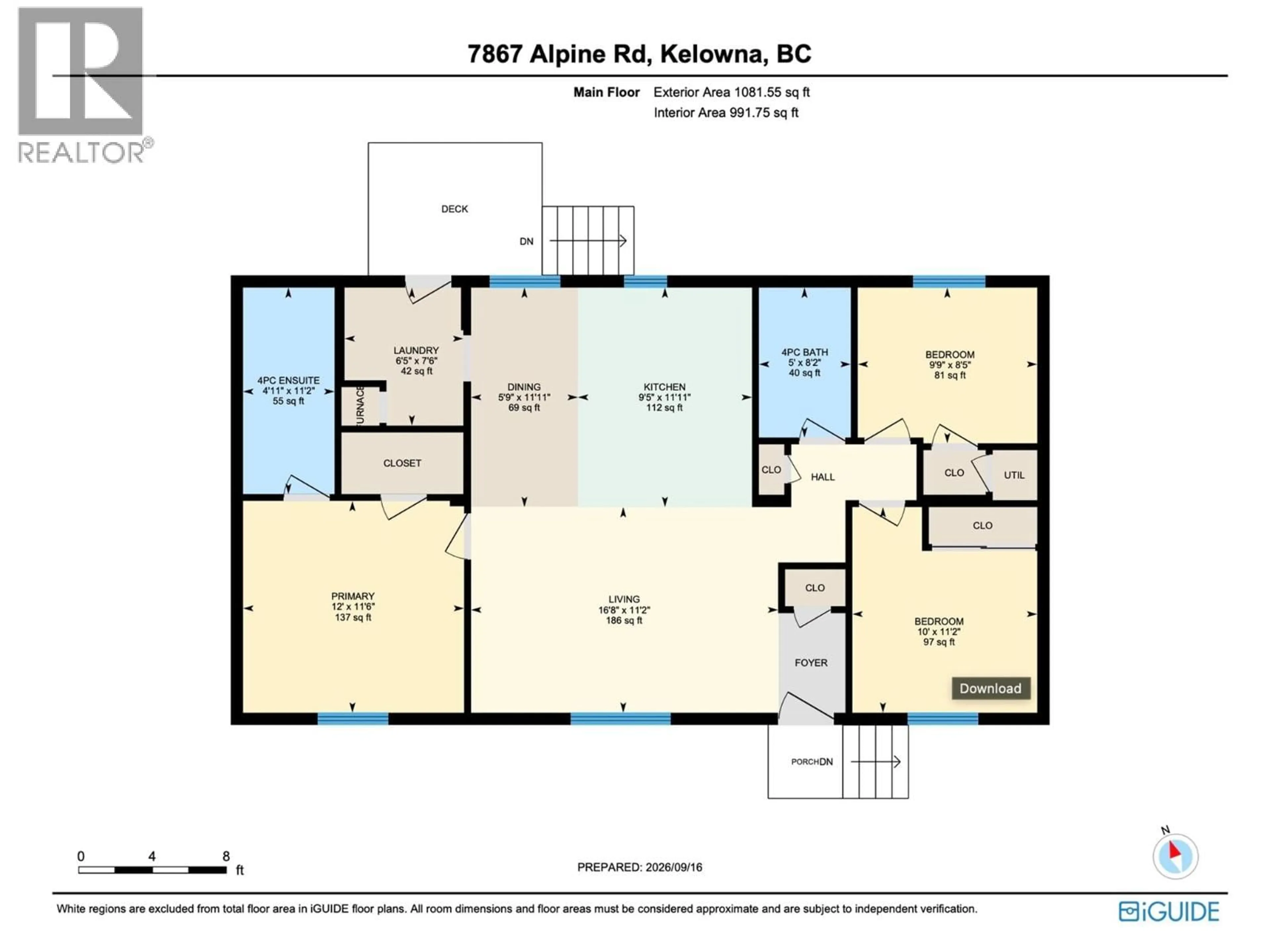 Floor plan for 7867 ALPINE ROAD, Kelowna British Columbia V1Z3V4