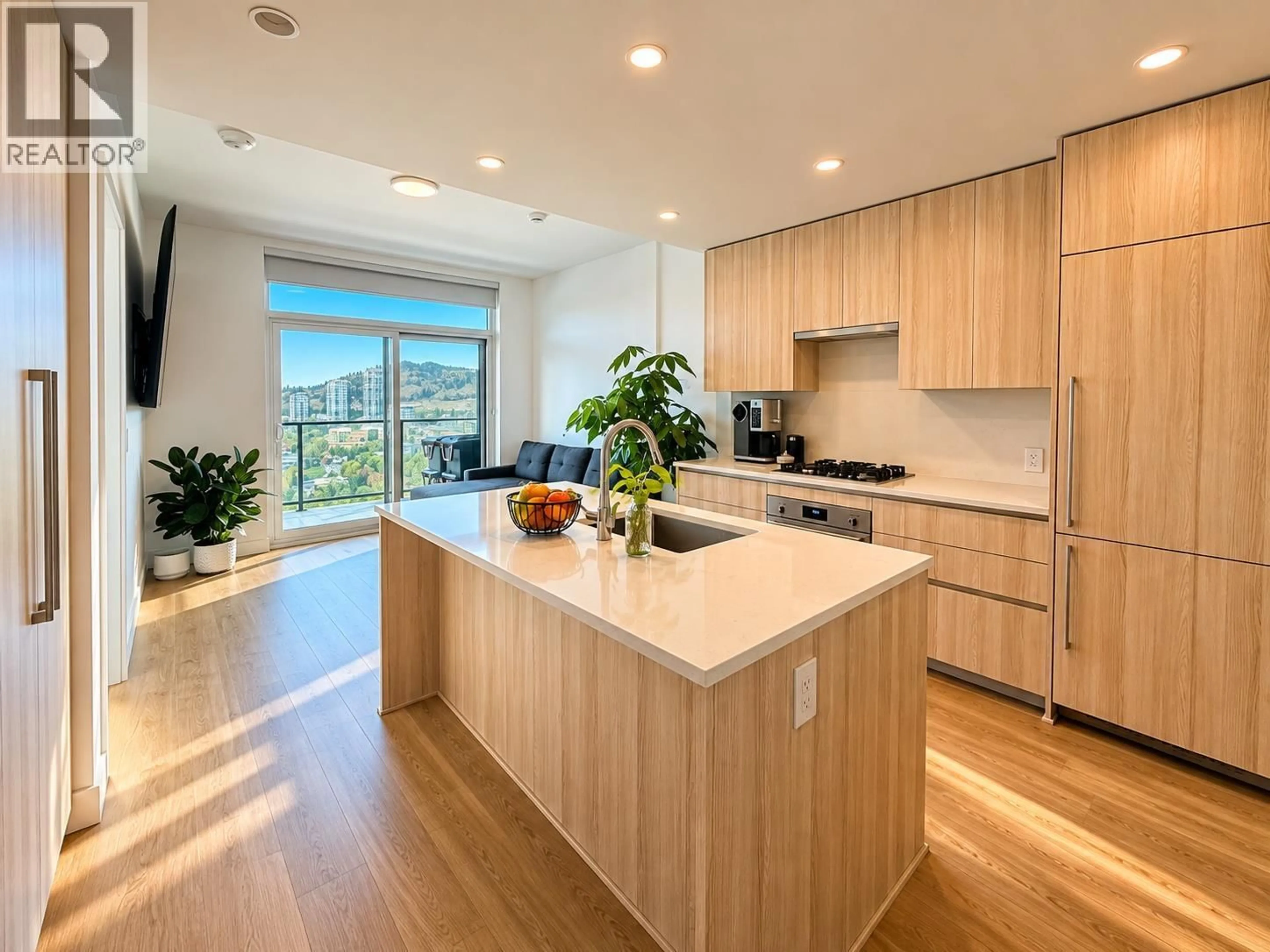 Contemporary kitchen, wood/laminate floor for 1901 - 238 LEON AVENUE, Kelowna British Columbia V1Y6H9