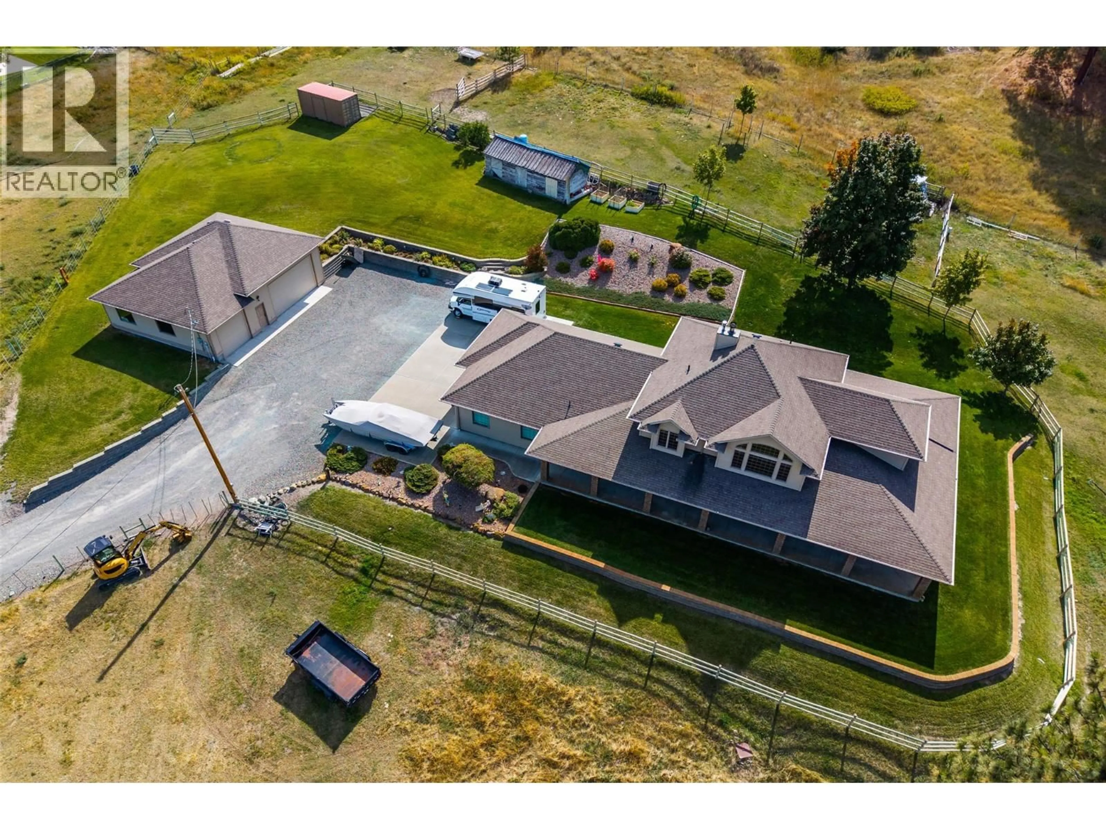 A pic from outside/outdoor area/front of a property/back of a property/a pic from drone, building for 3088 FOX FARM ROAD, Merritt British Columbia V1K1B8