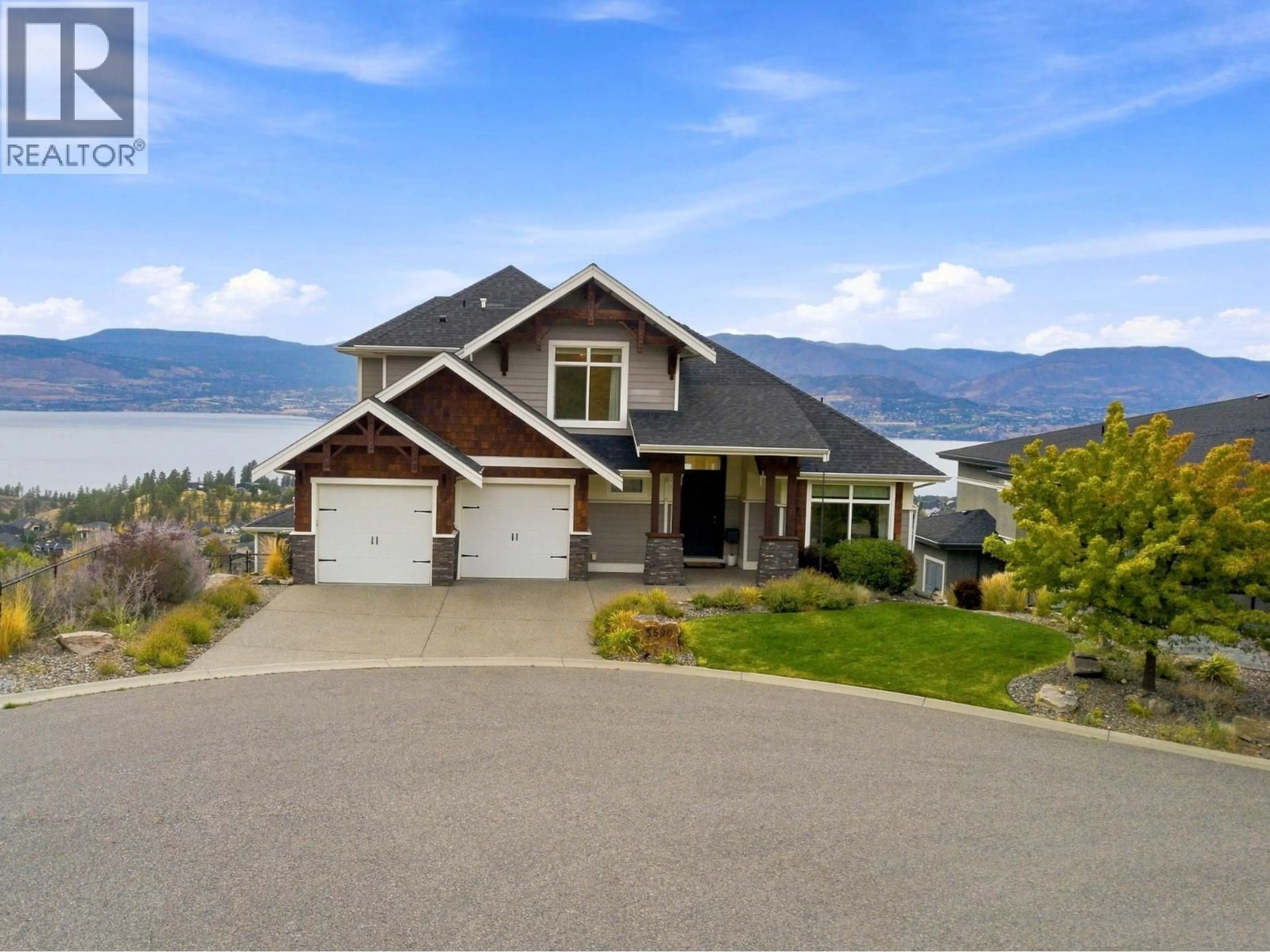 Home with vinyl exterior material, water/lake/river/ocean view for 5590 TRESTLE RIDGE COURT, Kelowna British Columbia V1W5M3