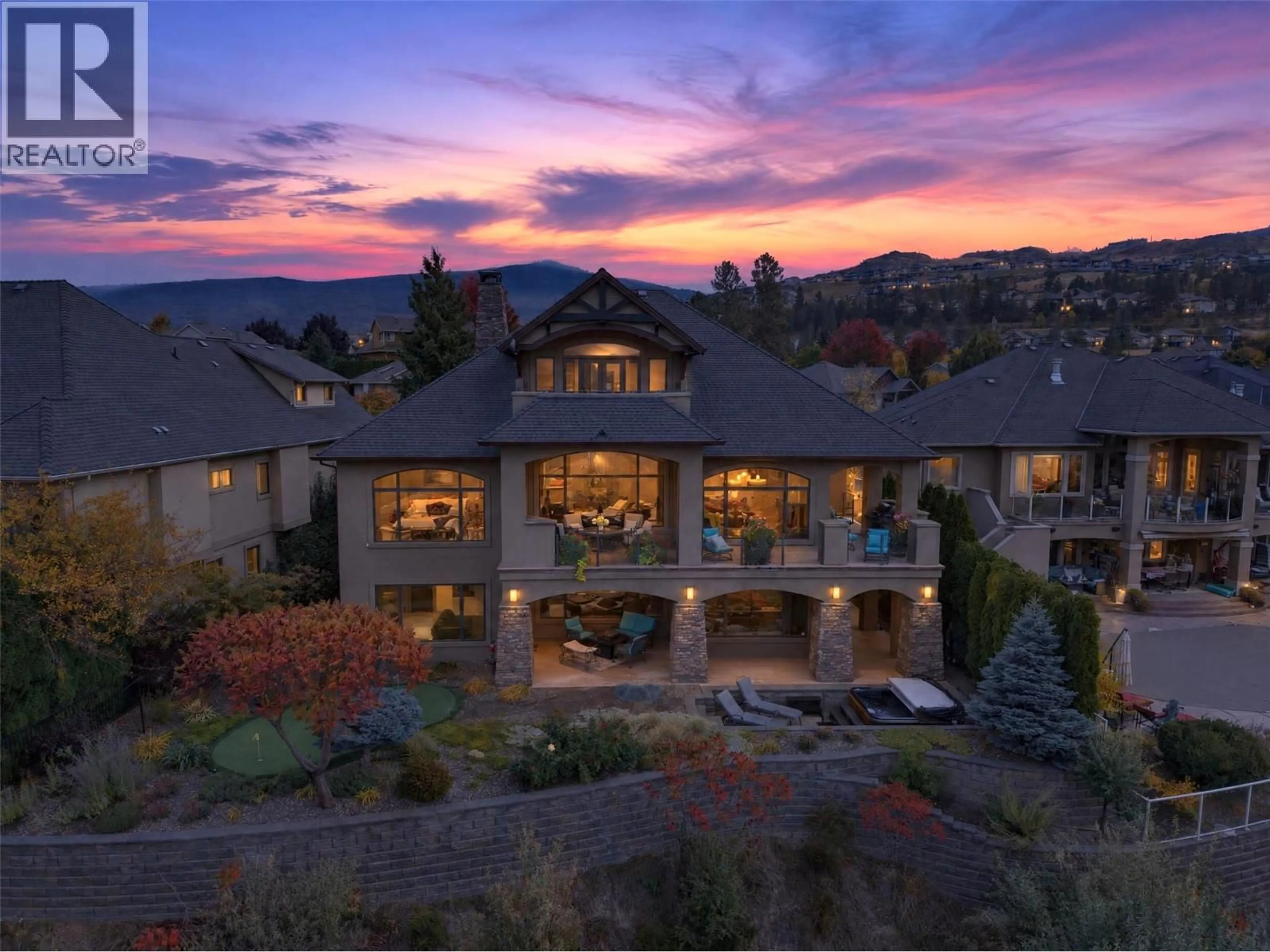 A pic from outside/outdoor area/front of a property/back of a property/a pic from drone, mountain view for 734 MARIN CRESCENT, Kelowna British Columbia V1W5C8