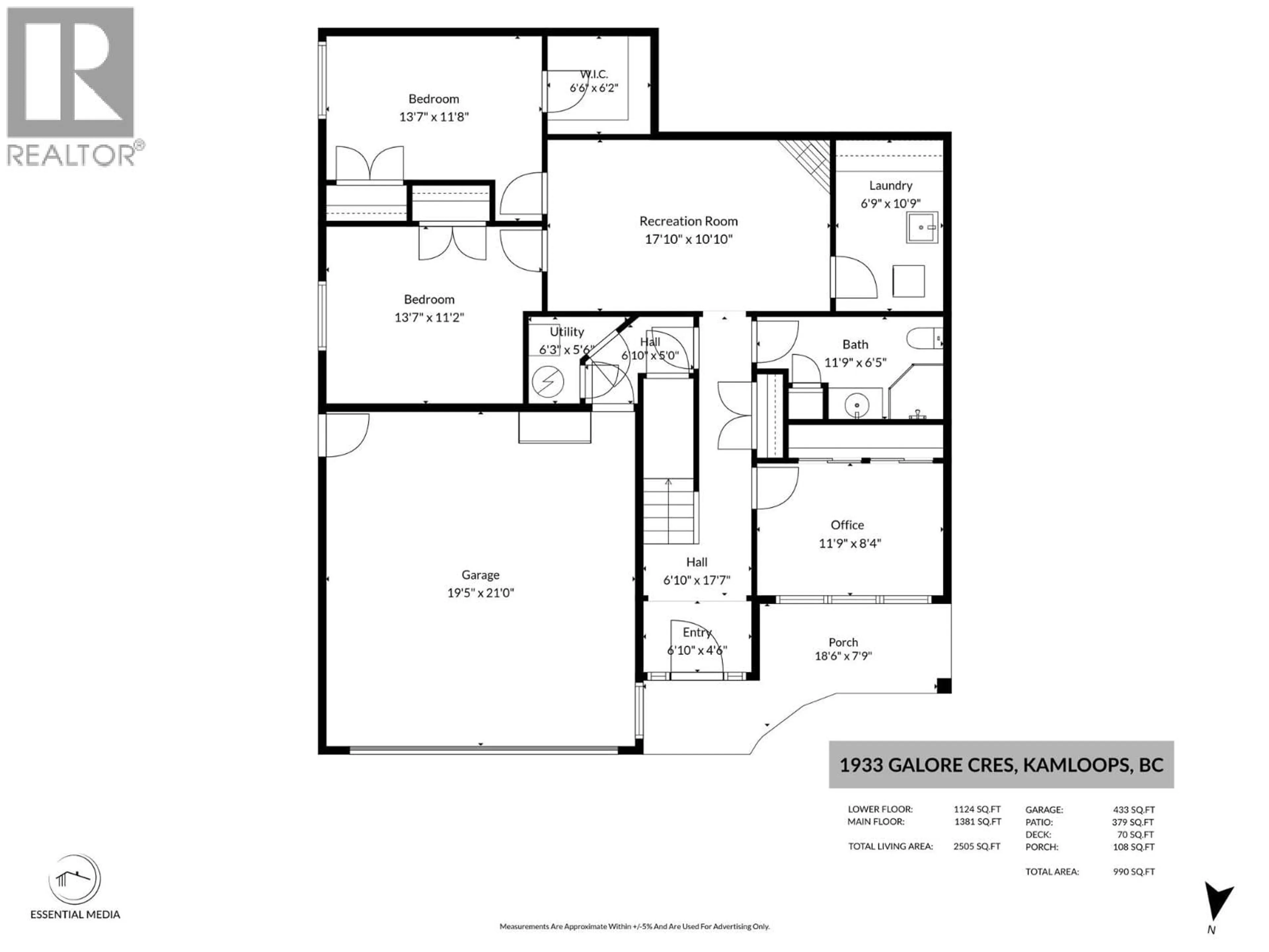 Floor plan for 1933 GALORE CRESCENT, Kamloops British Columbia V2E0E7