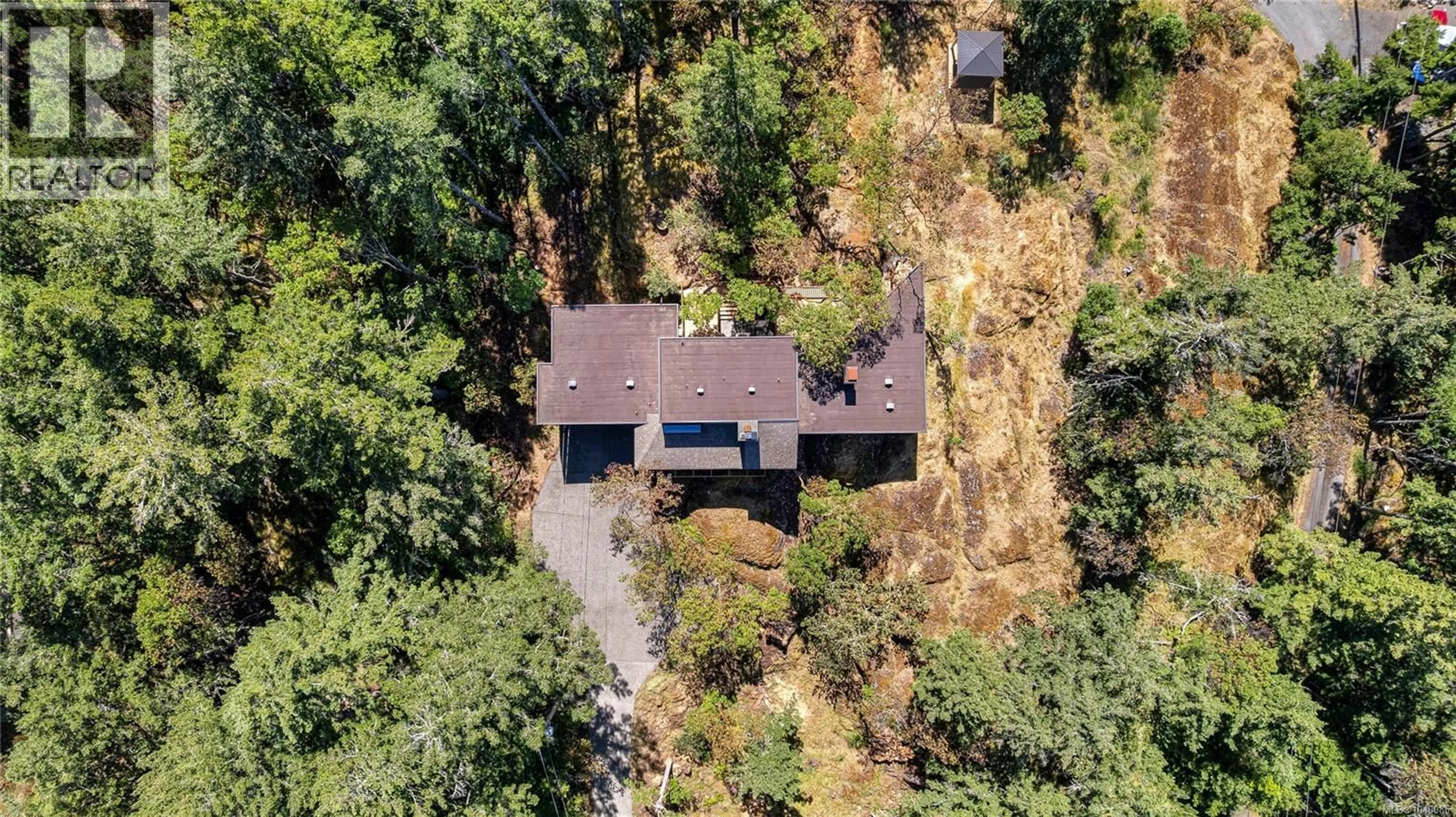 A pic from outside/outdoor area/front of a property/back of a property/a pic from drone, unknown for 260 MOSS HILL PLACE, Metchosin British Columbia V9C3Z2