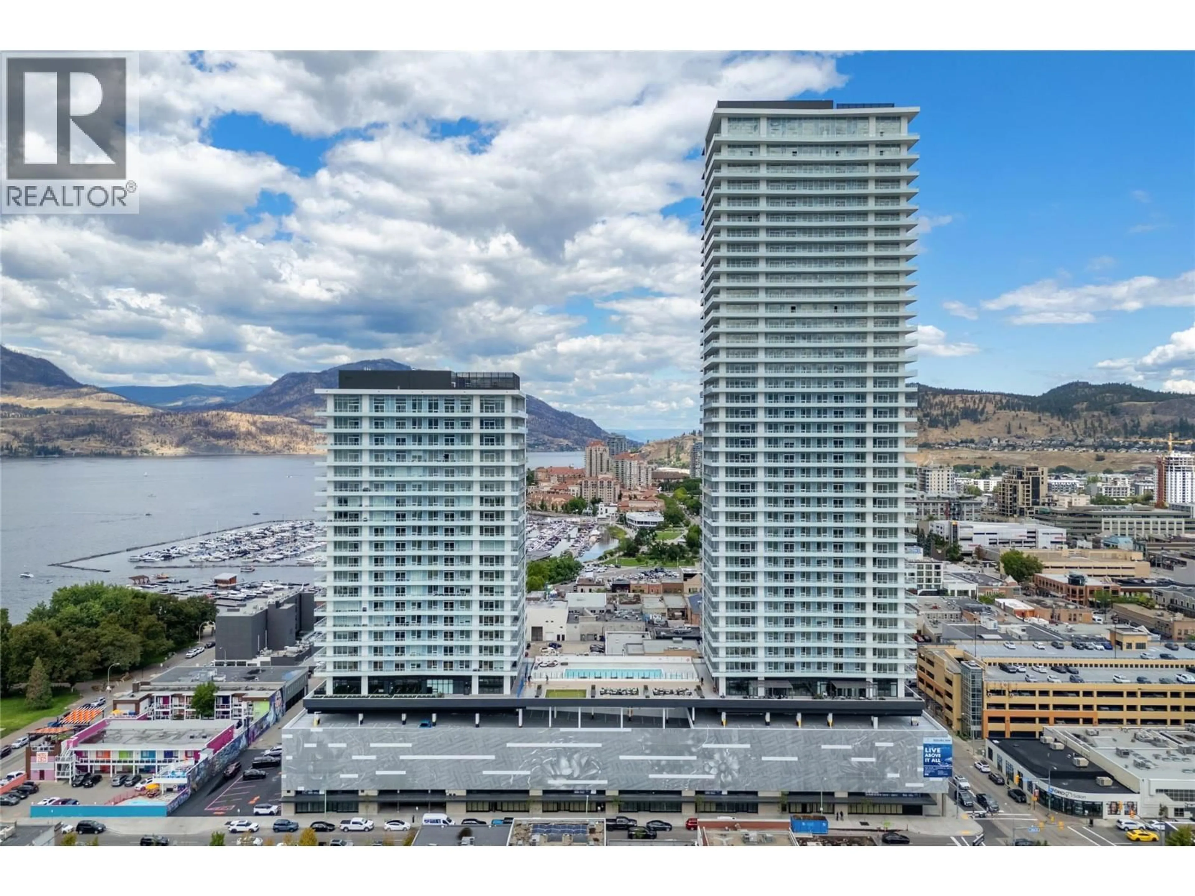 A pic from outside/outdoor area/front of a property/back of a property/a pic from drone, water/lake/river/ocean view for 1008 - 1626 WATER STREET, Kelowna British Columbia V1Y0N7