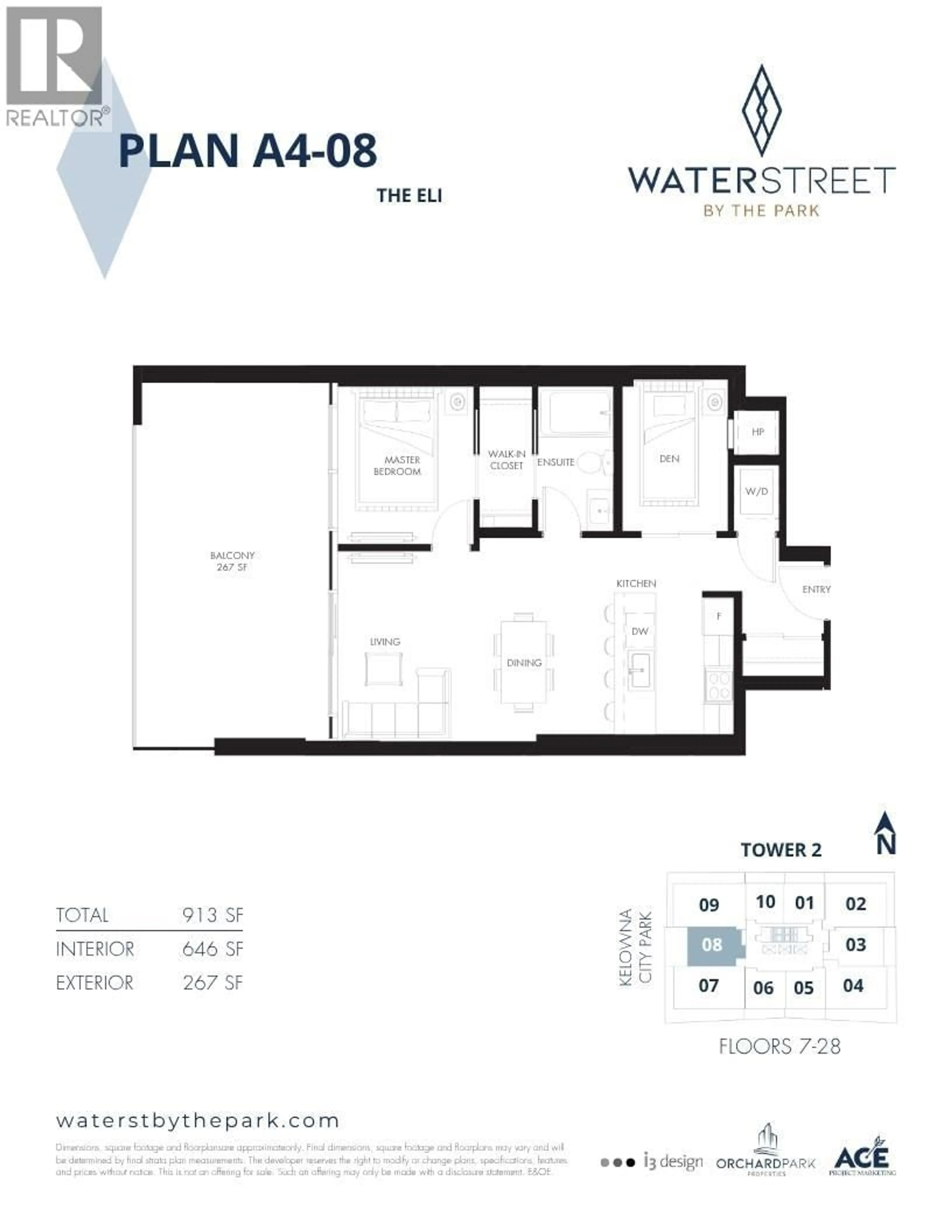 Floor plan for 1008 - 1626 WATER STREET, Kelowna British Columbia V1Y0N7