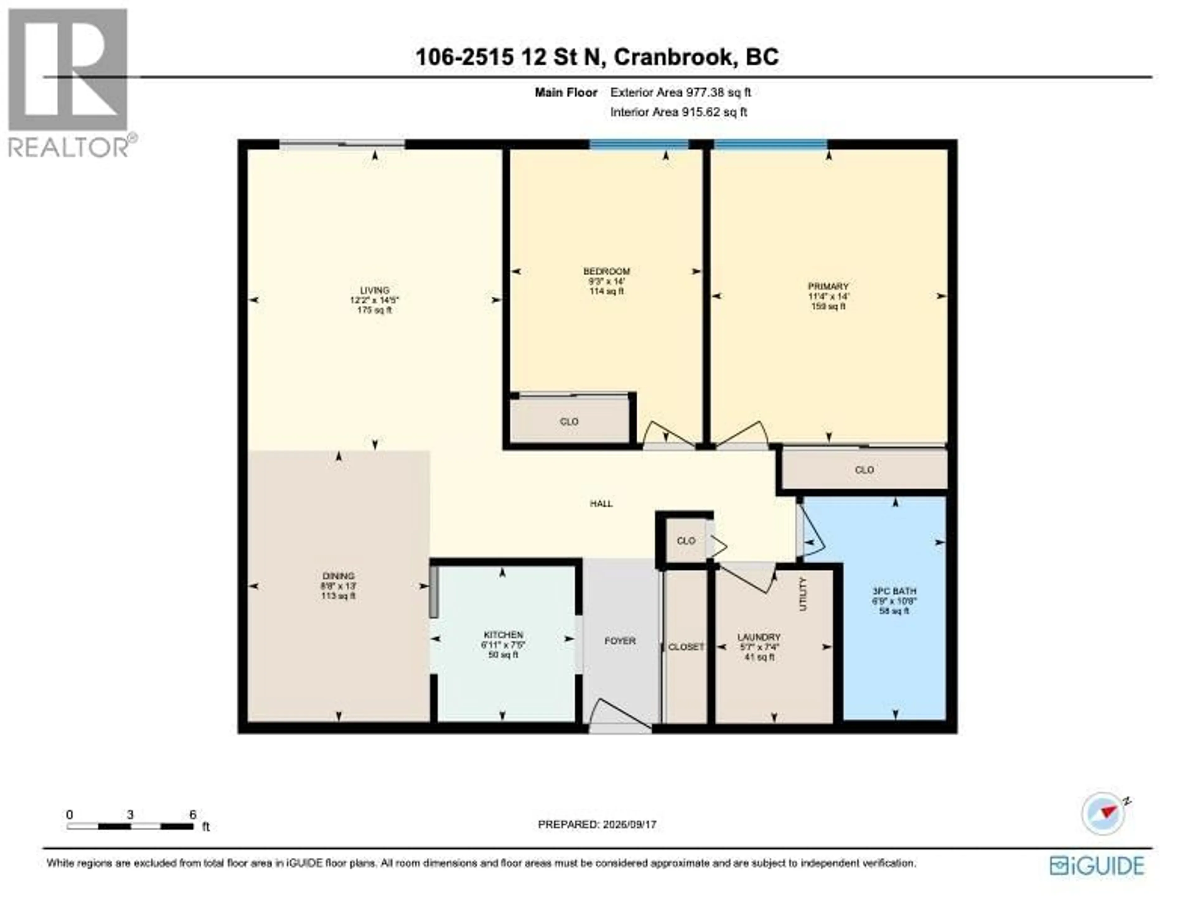 Floor plan for 106 - 2515 12TH STREET SOUTH, Cranbrook British Columbia V1C5X3
