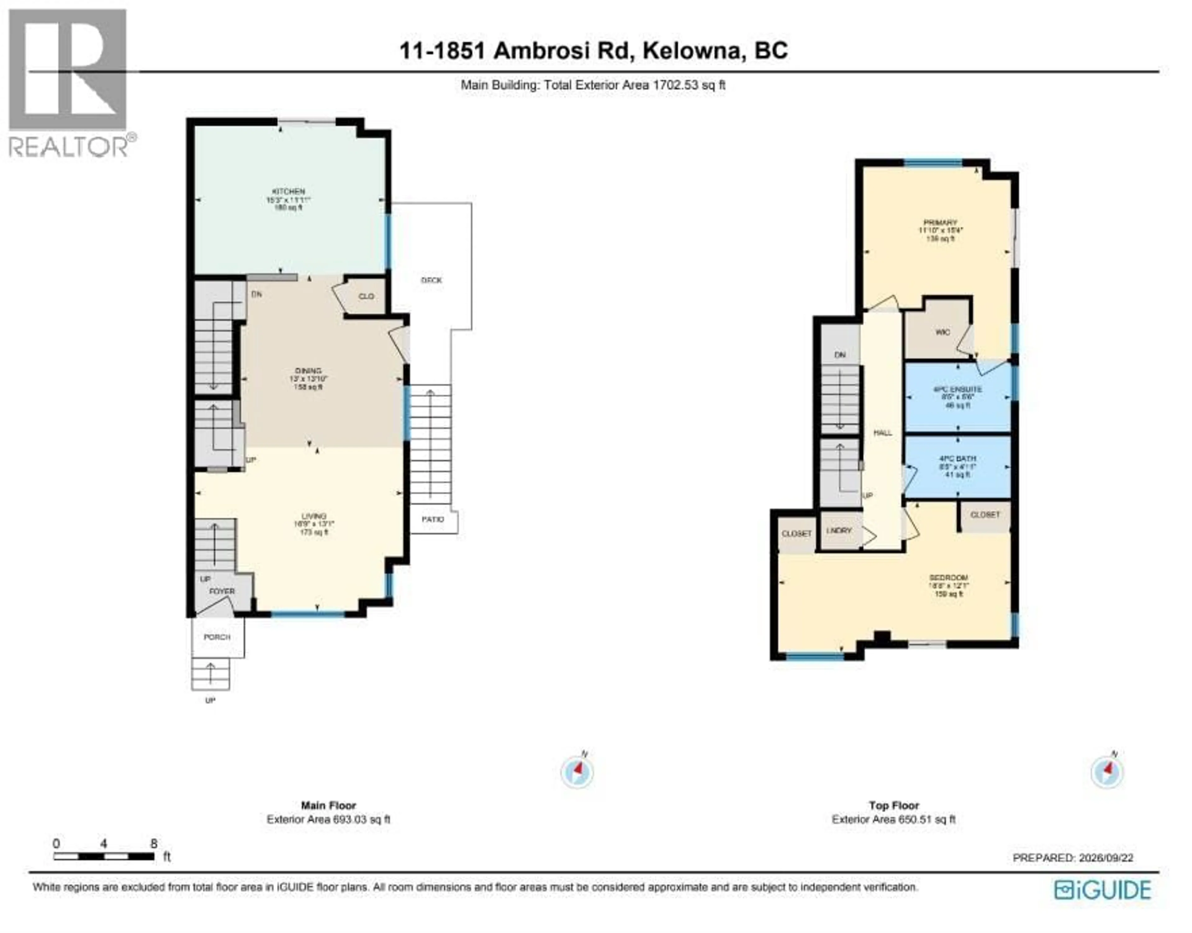 Floor plan for 11 - 1851 AMBROSI ROAD, Kelowna British Columbia V1Y4R8