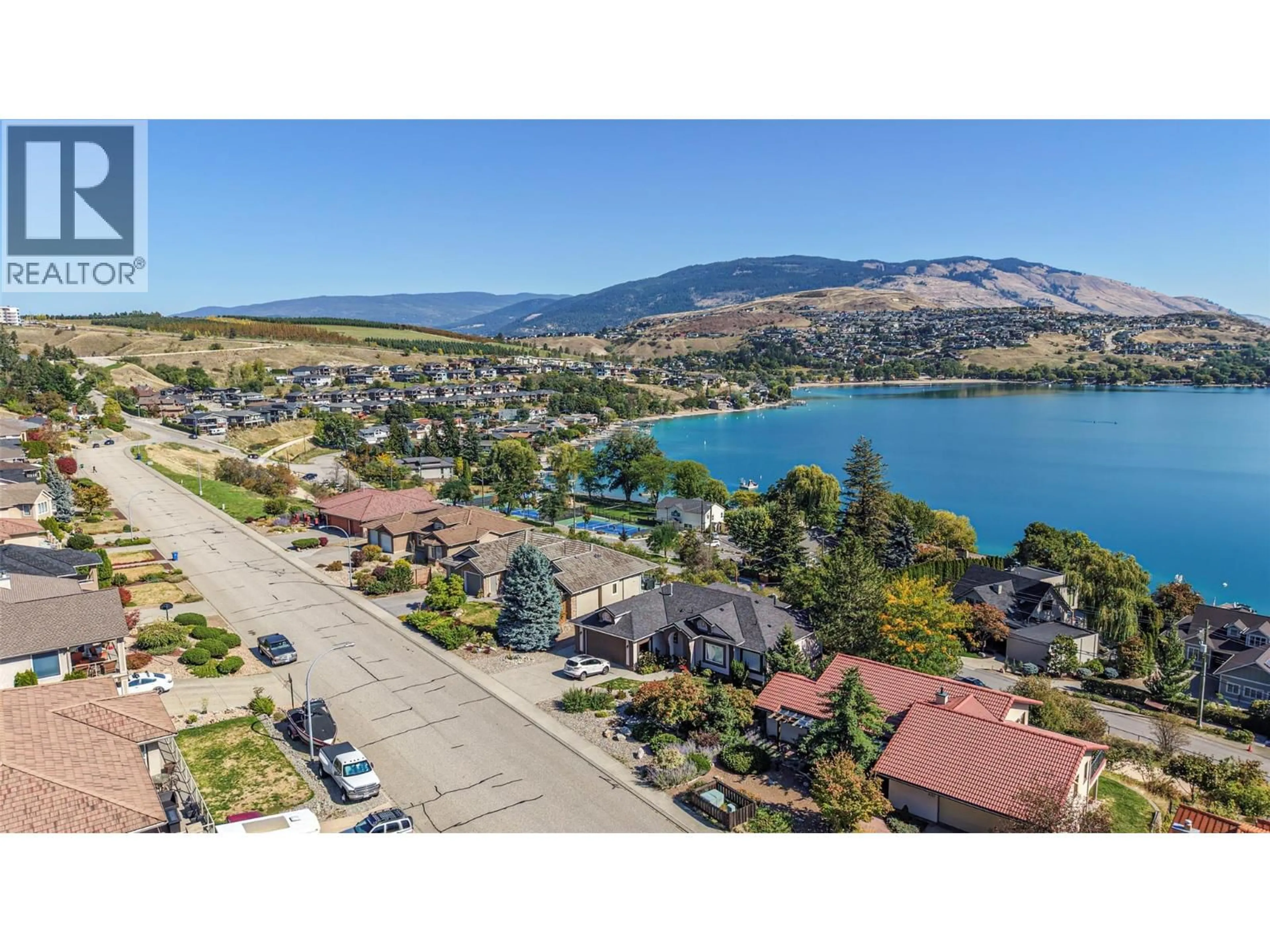 A pic from outside/outdoor area/front of a property/back of a property/a pic from drone, water/lake/river/ocean view for 8210 STONERIDGE DRIVE, Coldstream British Columbia V1B3M3