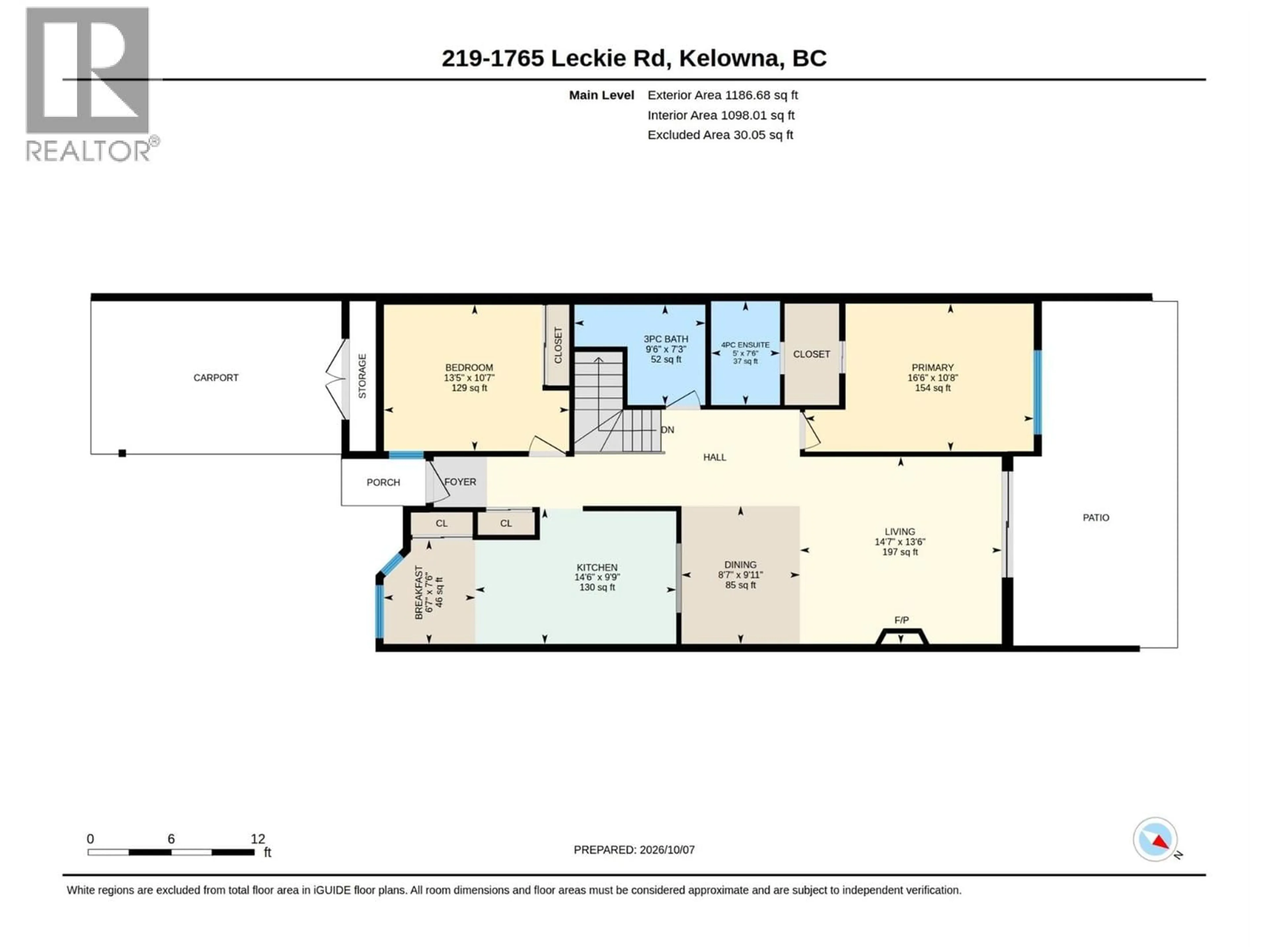 Floor plan for 219 - 1765 LECKIE ROAD, Kelowna British Columbia V1X6X5