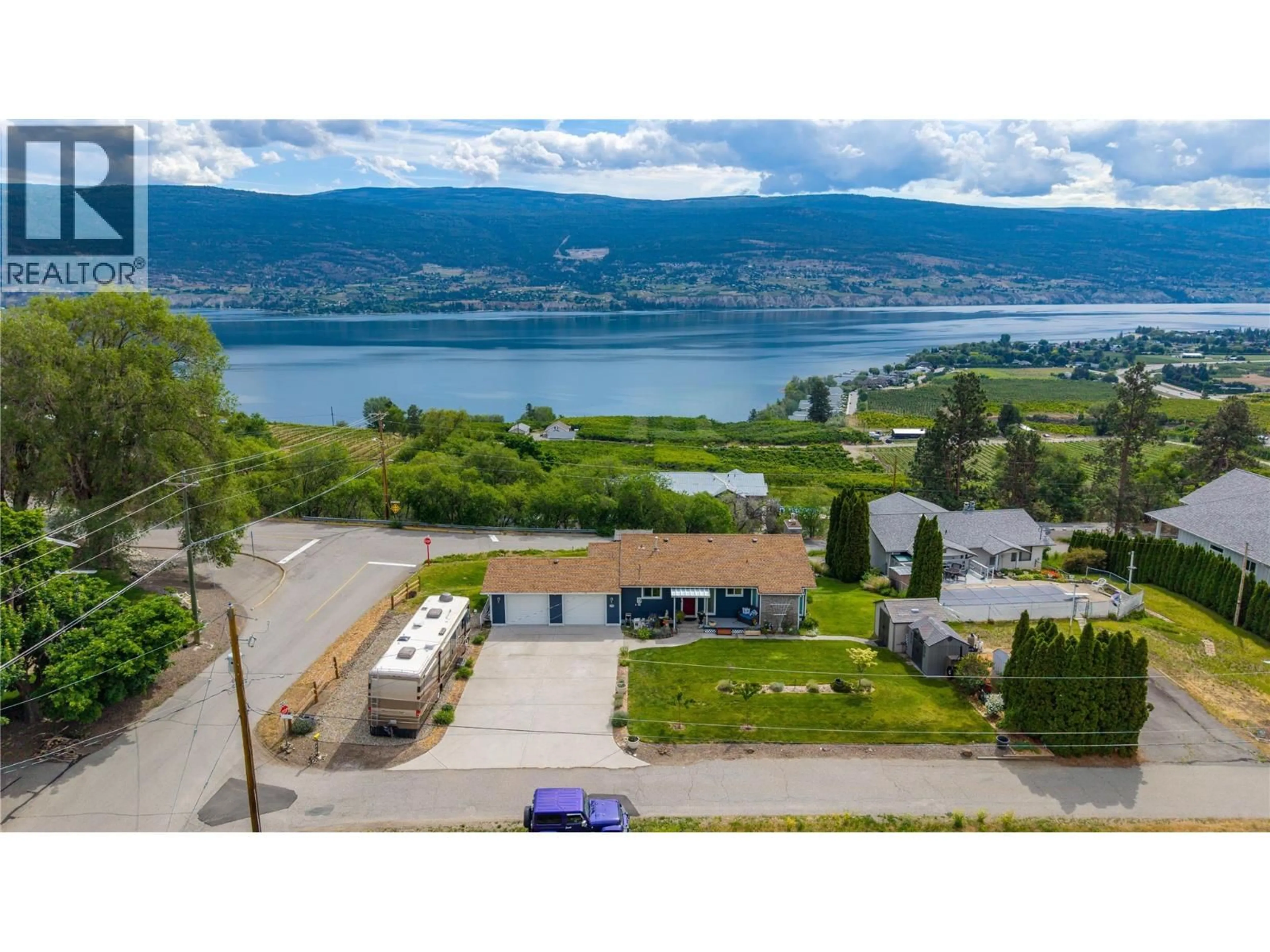 A pic from outside/outdoor area/front of a property/back of a property/a pic from drone, water/lake/river/ocean view for 5319 WHITE STREET, Summerland British Columbia V0H1Z7