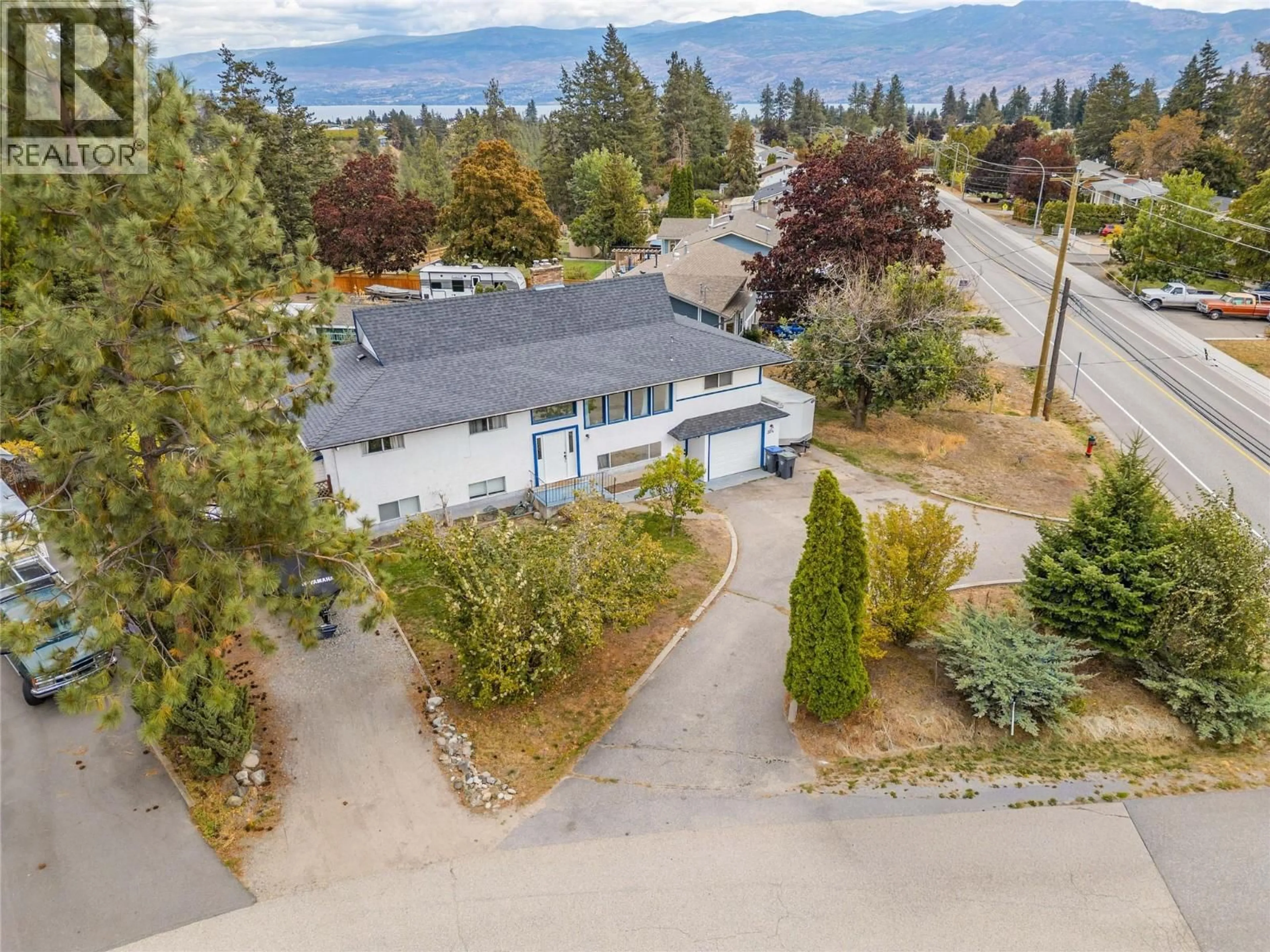 A pic from outside/outdoor area/front of a property/back of a property/a pic from drone, mountain view for 3341 WEBBER ROAD, West Kelowna British Columbia V4T1G6