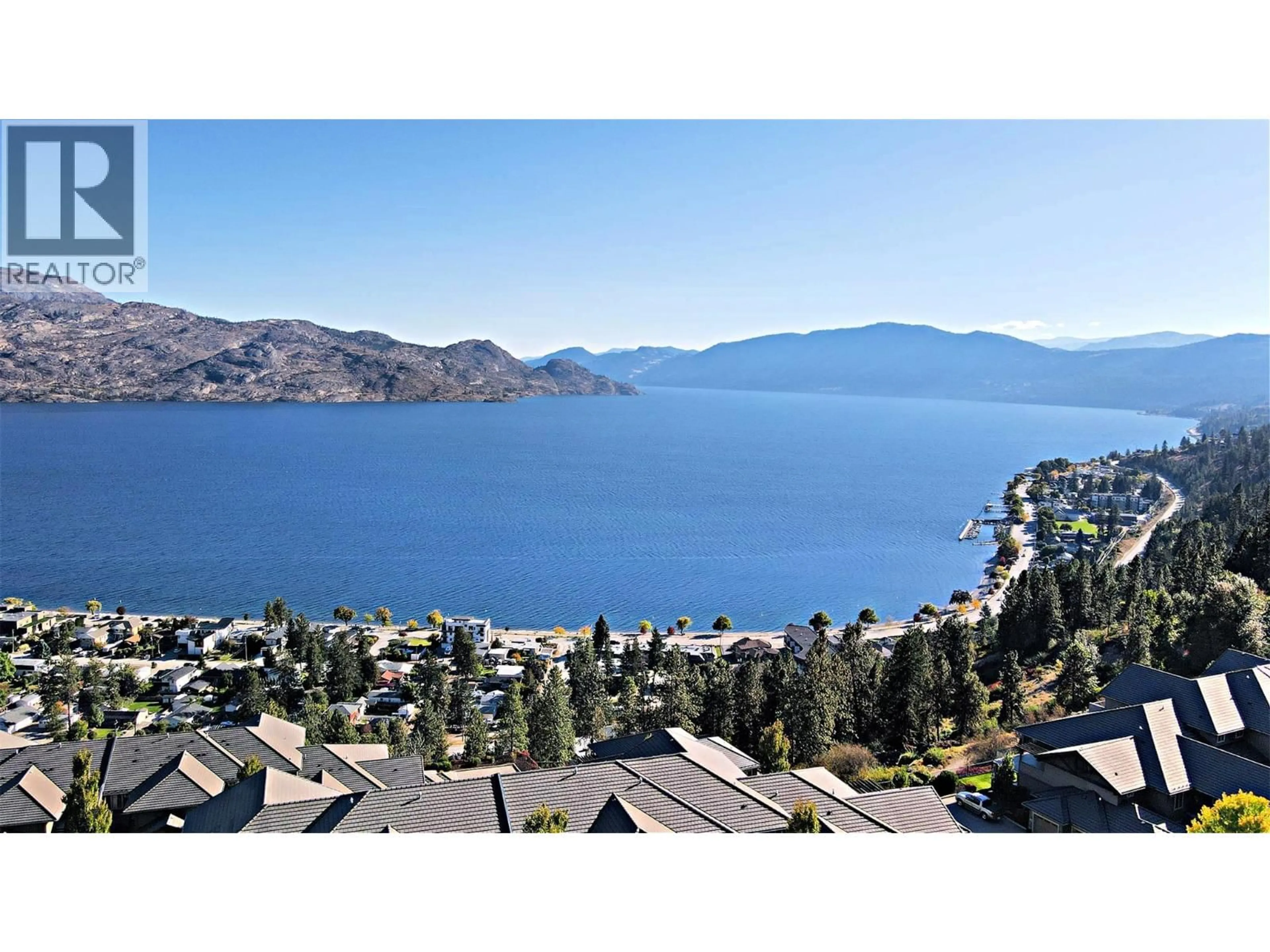A pic from outside/outdoor area/front of a property/back of a property/a pic from drone, water/lake/river/ocean view for 113 - 4350 PONDEROSA DRIVE, Peachland British Columbia V0H1X5
