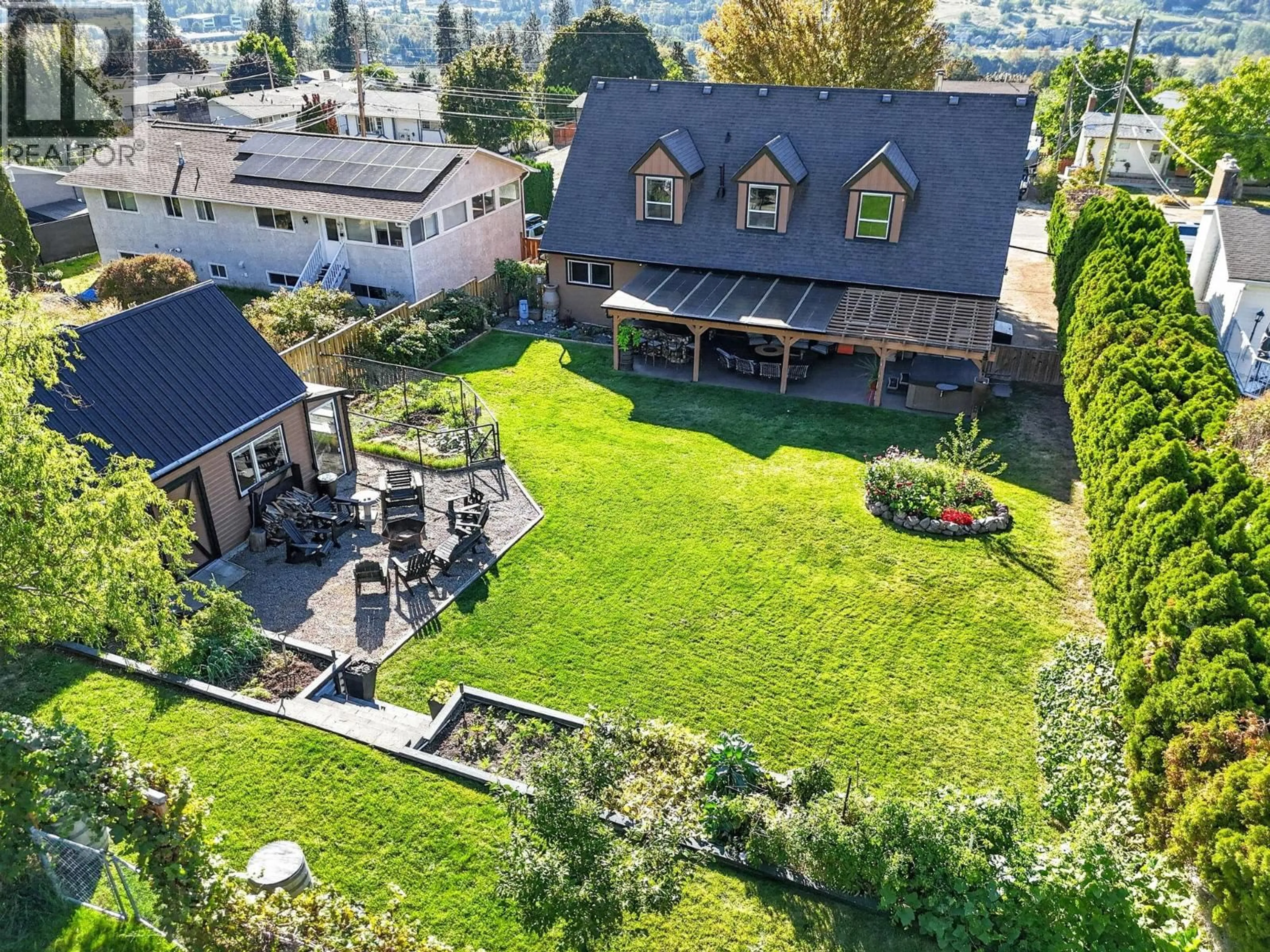 A pic from outside/outdoor area/front of a property/back of a property/a pic from drone, mountain view for 10657 CHERYL ROAD, Lake Country British Columbia V4V1W3