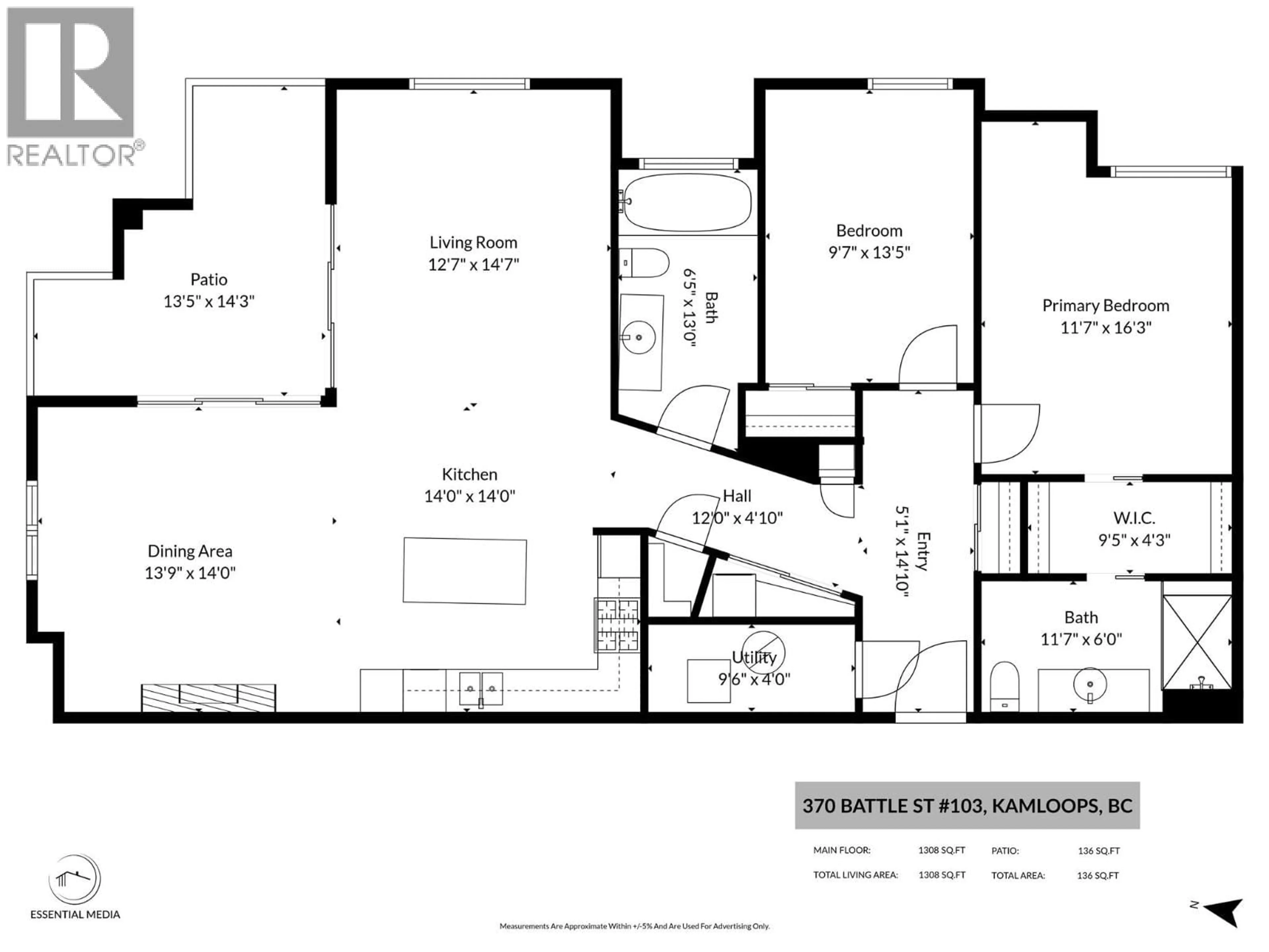 Floor plan for 103 - 370 BATTLE STREET, Kamloops British Columbia V2C2L6