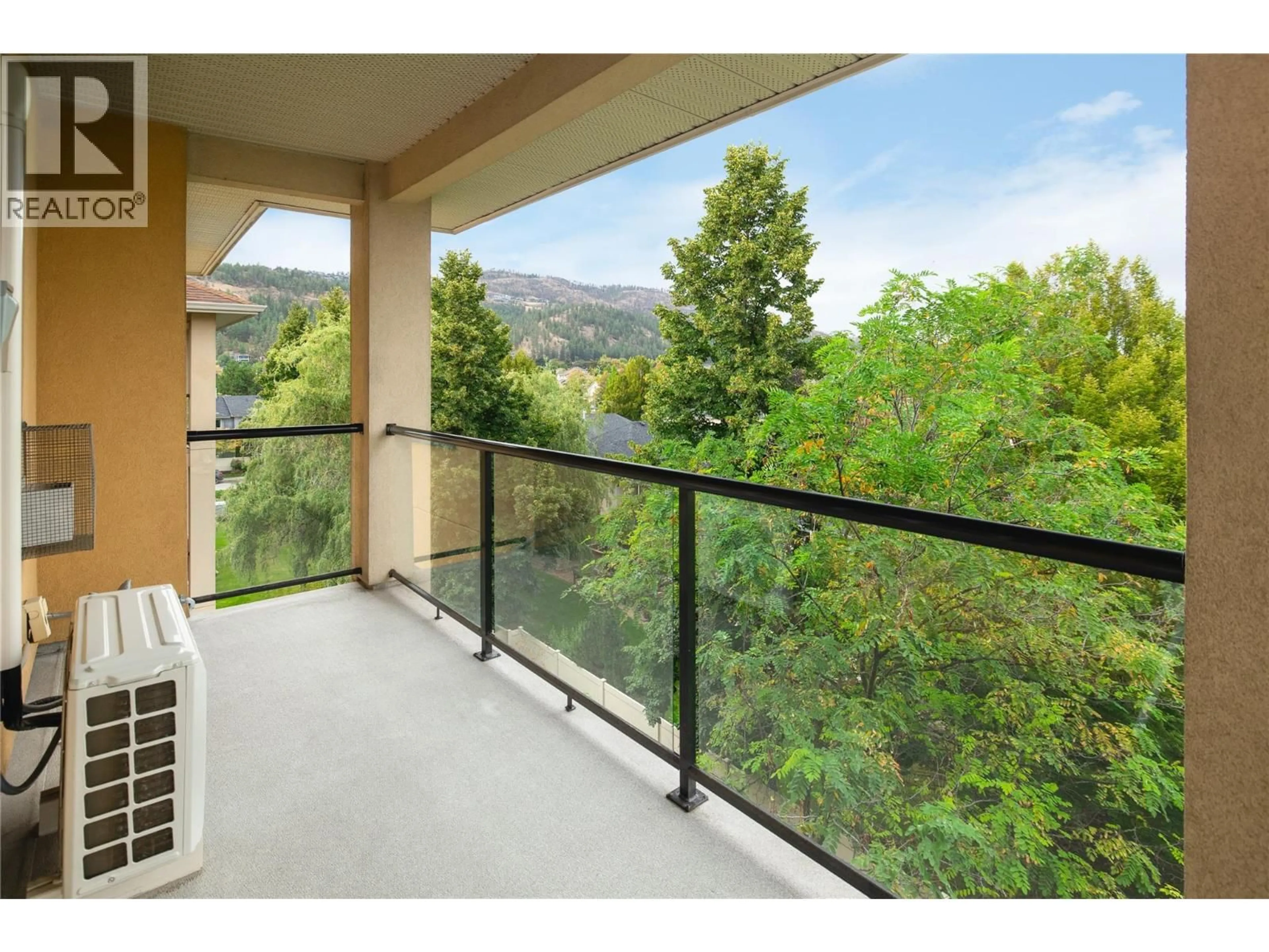 Balcony in the apartment, mountain view for 406 - 307 WHITMAN ROAD, Kelowna British Columbia V1V2P3