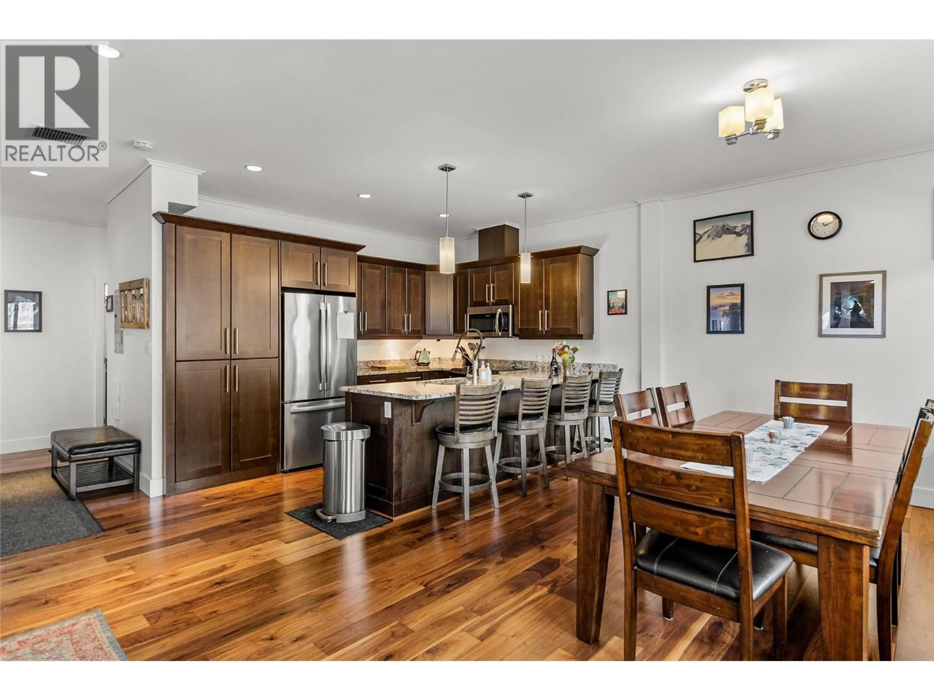 Open concept kitchen, wood/laminate floor for 301 - 309 1 STREET WEST, Revelstoke British Columbia V0E2S0