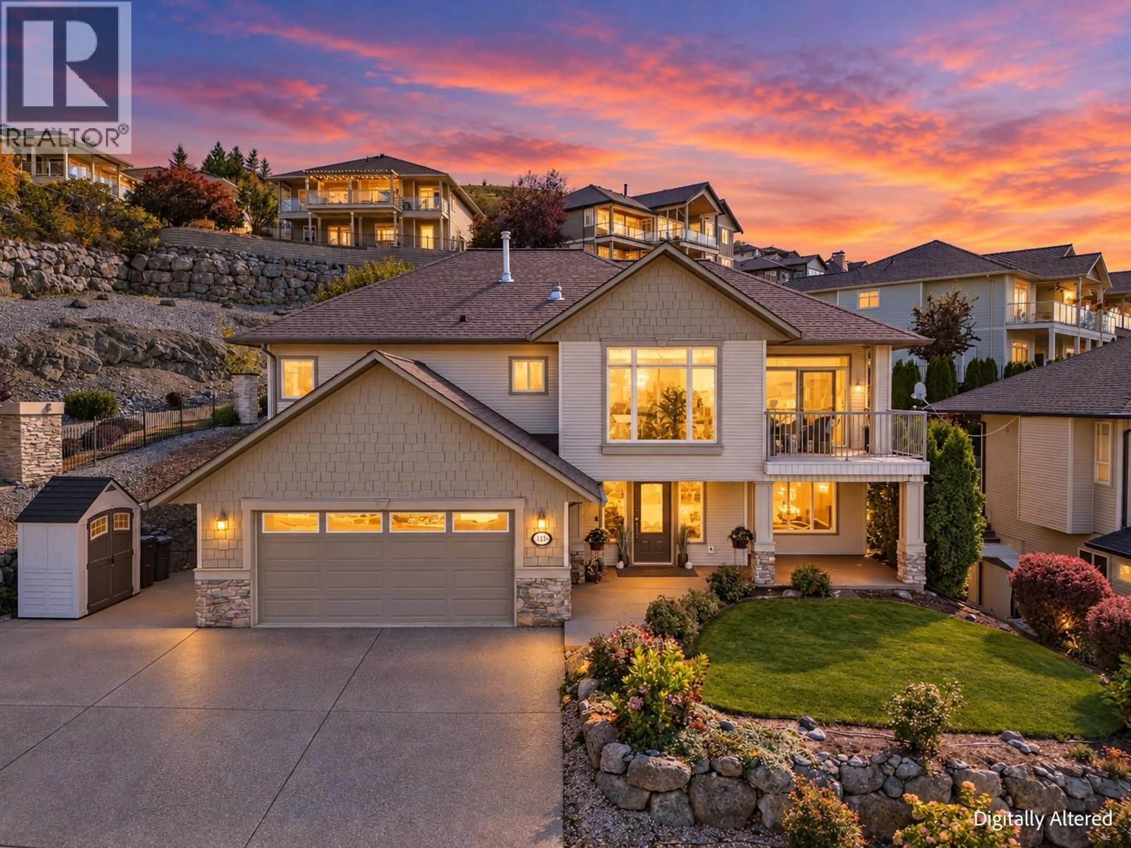 A pic from outside/outdoor area/front of a property/back of a property/a pic from drone, mountain view for 1113 MT FOSTHALL DRIVE, Vernon British Columbia V1B3Z3