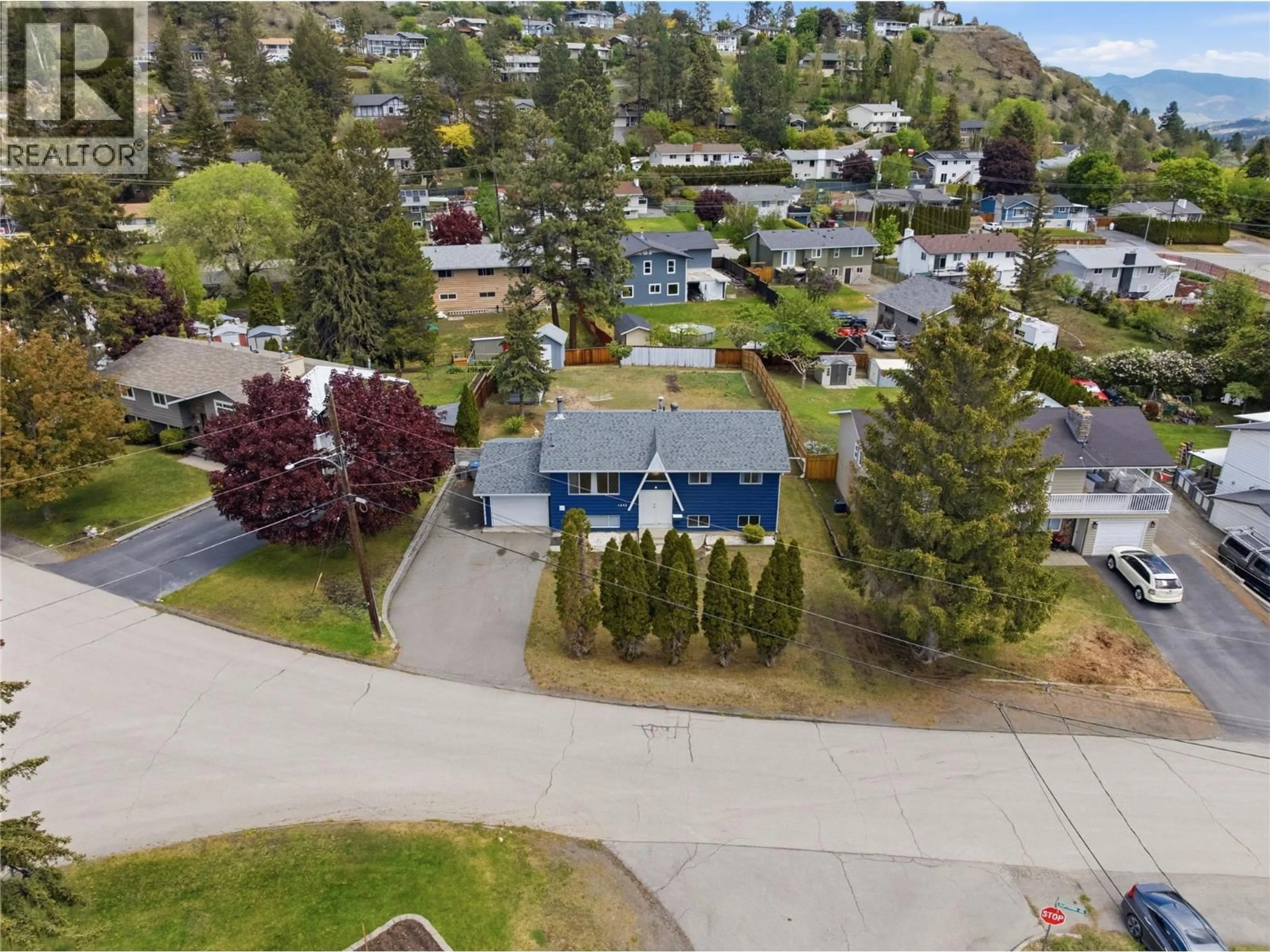 A pic from outside/outdoor area/front of a property/back of a property/a pic from drone, mountain view for 1542 MT DUFFERIN CRESCENT, Kamloops British Columbia V2E1C2