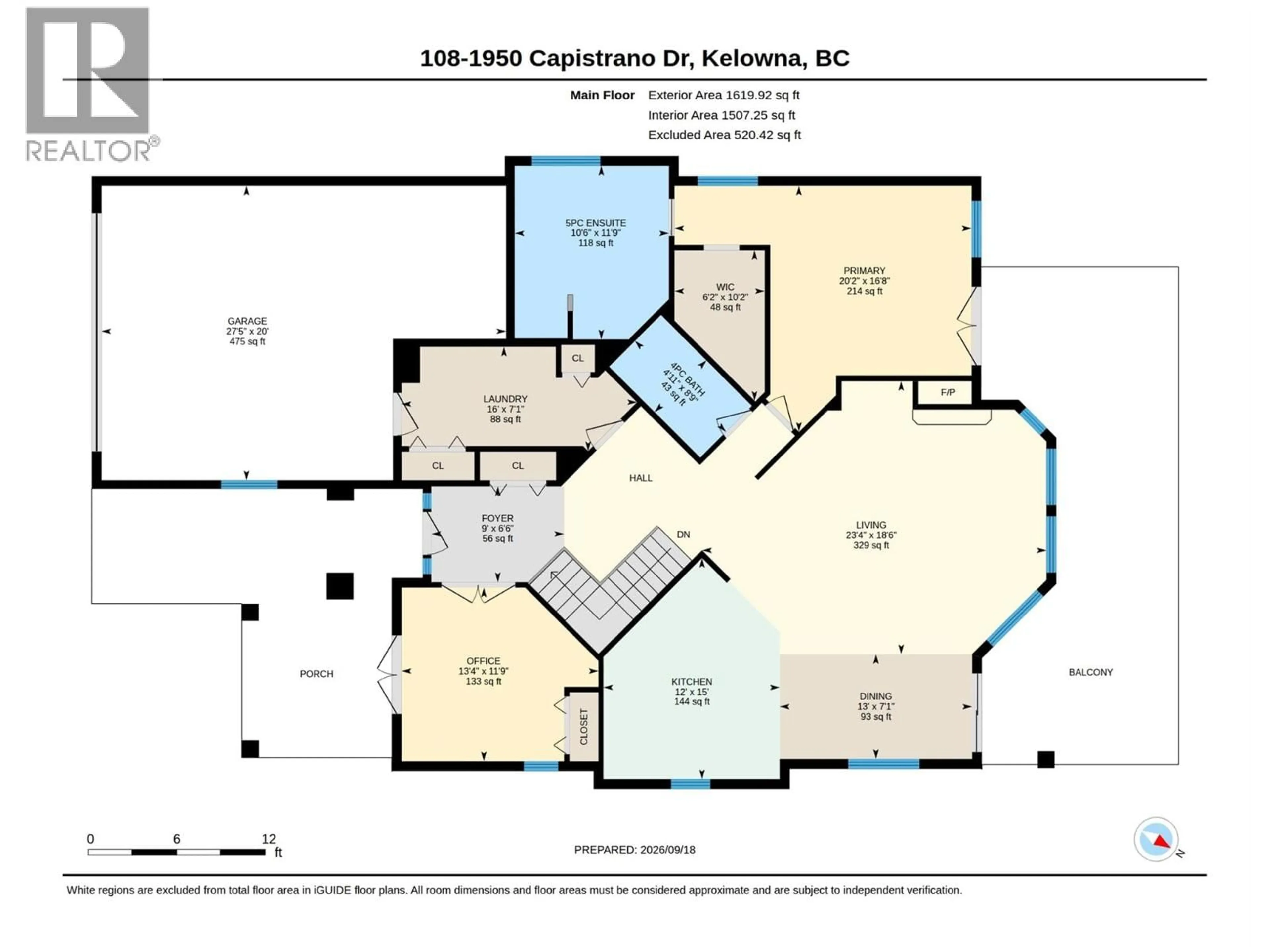 Floor plan for 108 - 1950 CAPISTRANO DRIVE, Kelowna British Columbia V1V2N7