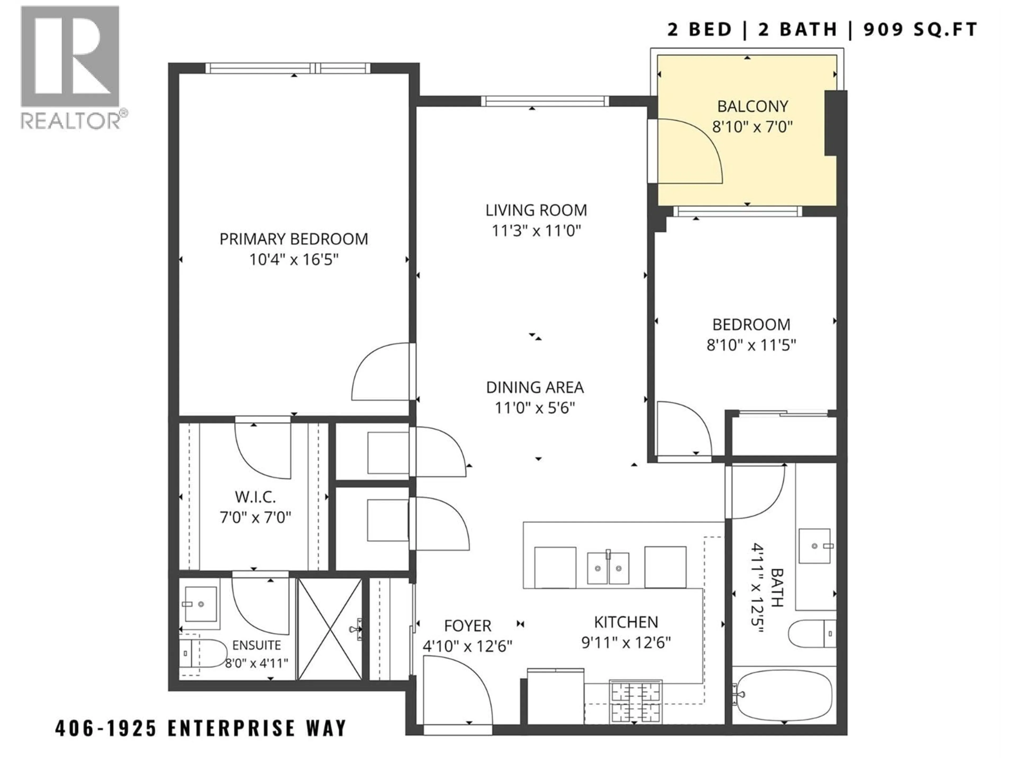 Floor plan for 406 - 1925 ENTERPRISE WAY, Kelowna British Columbia V1Y0J8