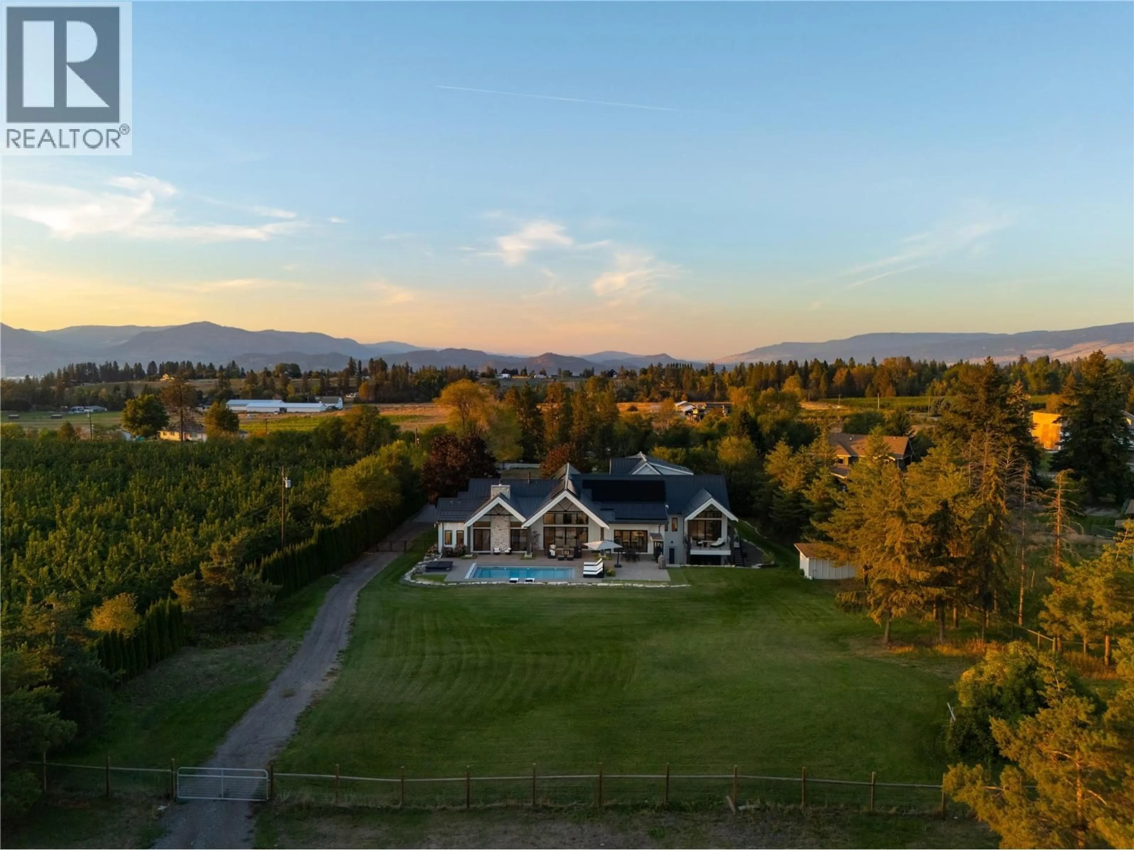 A pic from outside/outdoor area/front of a property/back of a property/a pic from drone, mountain view for 4485 WALLACE HILL ROAD, Kelowna British Columbia V1W4C3