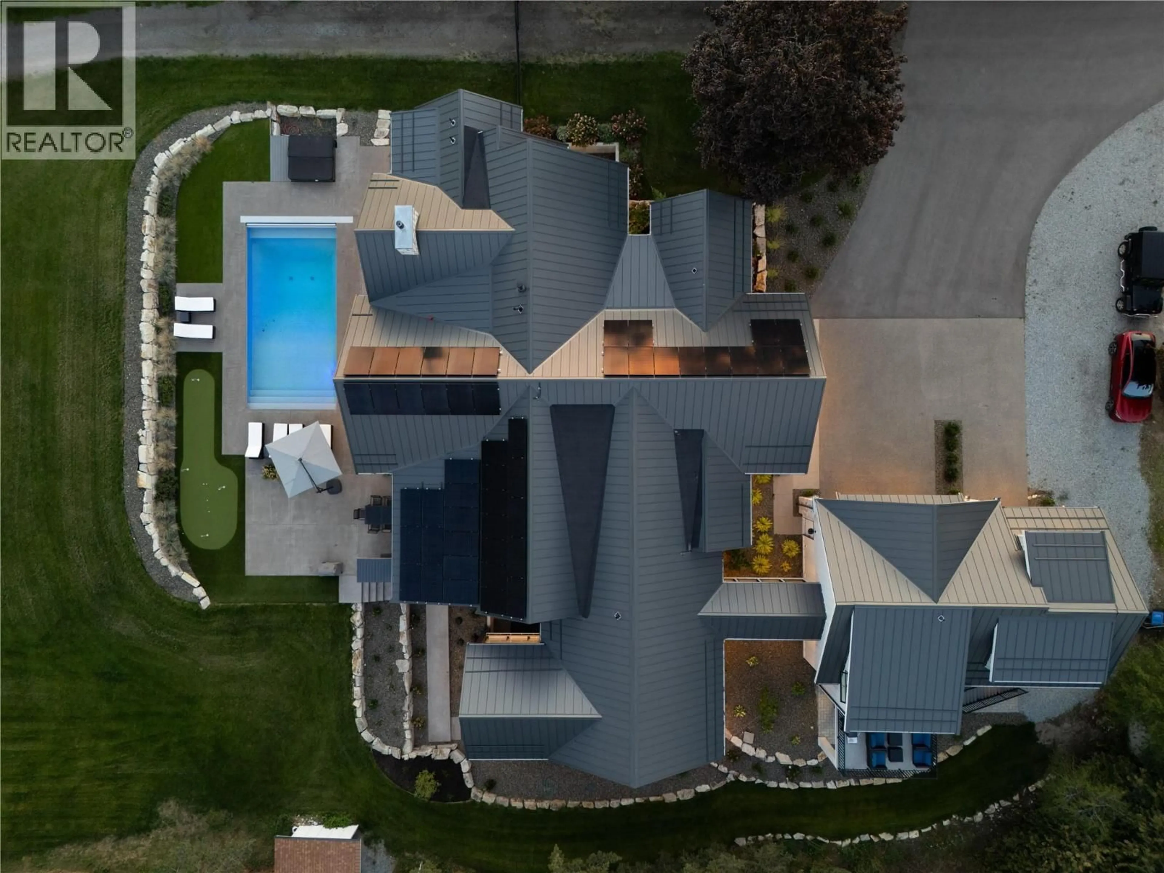 A pic from outside/outdoor area/front of a property/back of a property/a pic from drone, street for 4485 WALLACE HILL ROAD, Kelowna British Columbia V1W4C3