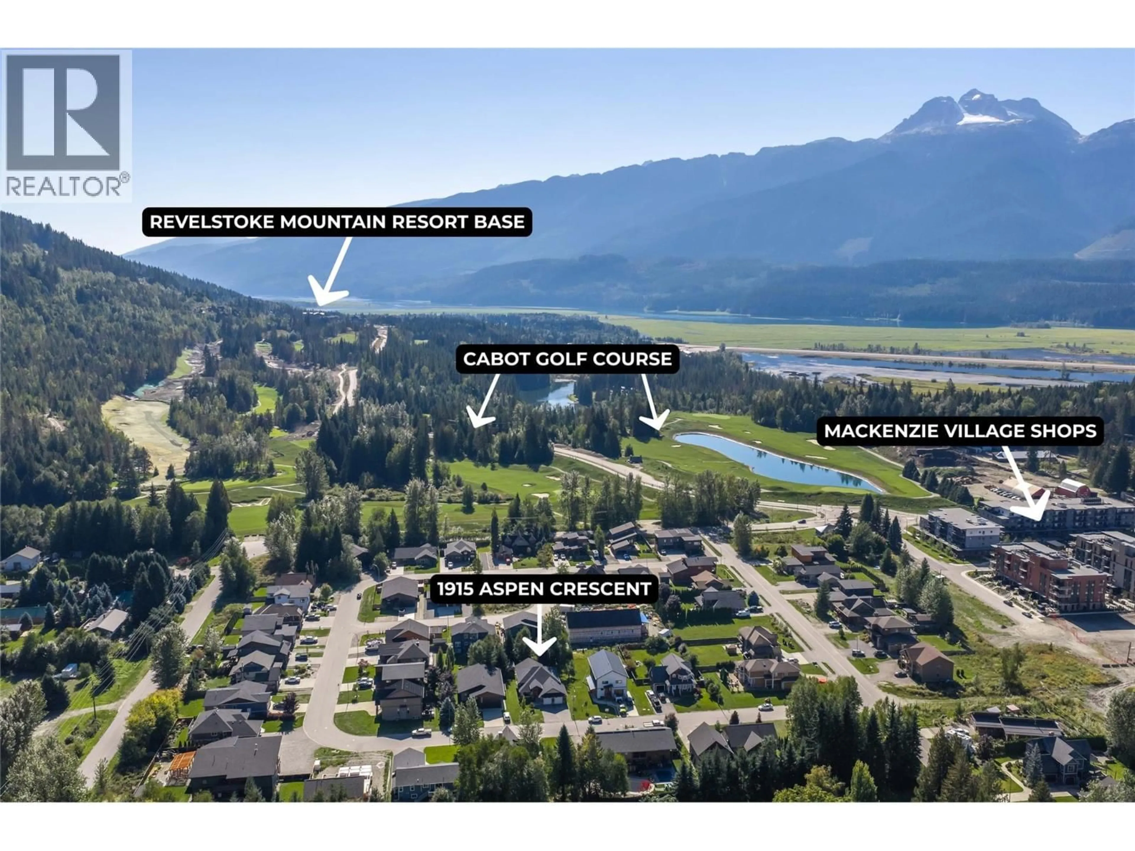 A pic from outside/outdoor area/front of a property/back of a property/a pic from drone, mountain view for 1915 ASPEN CRESCENT, Revelstoke British Columbia V0E2S3