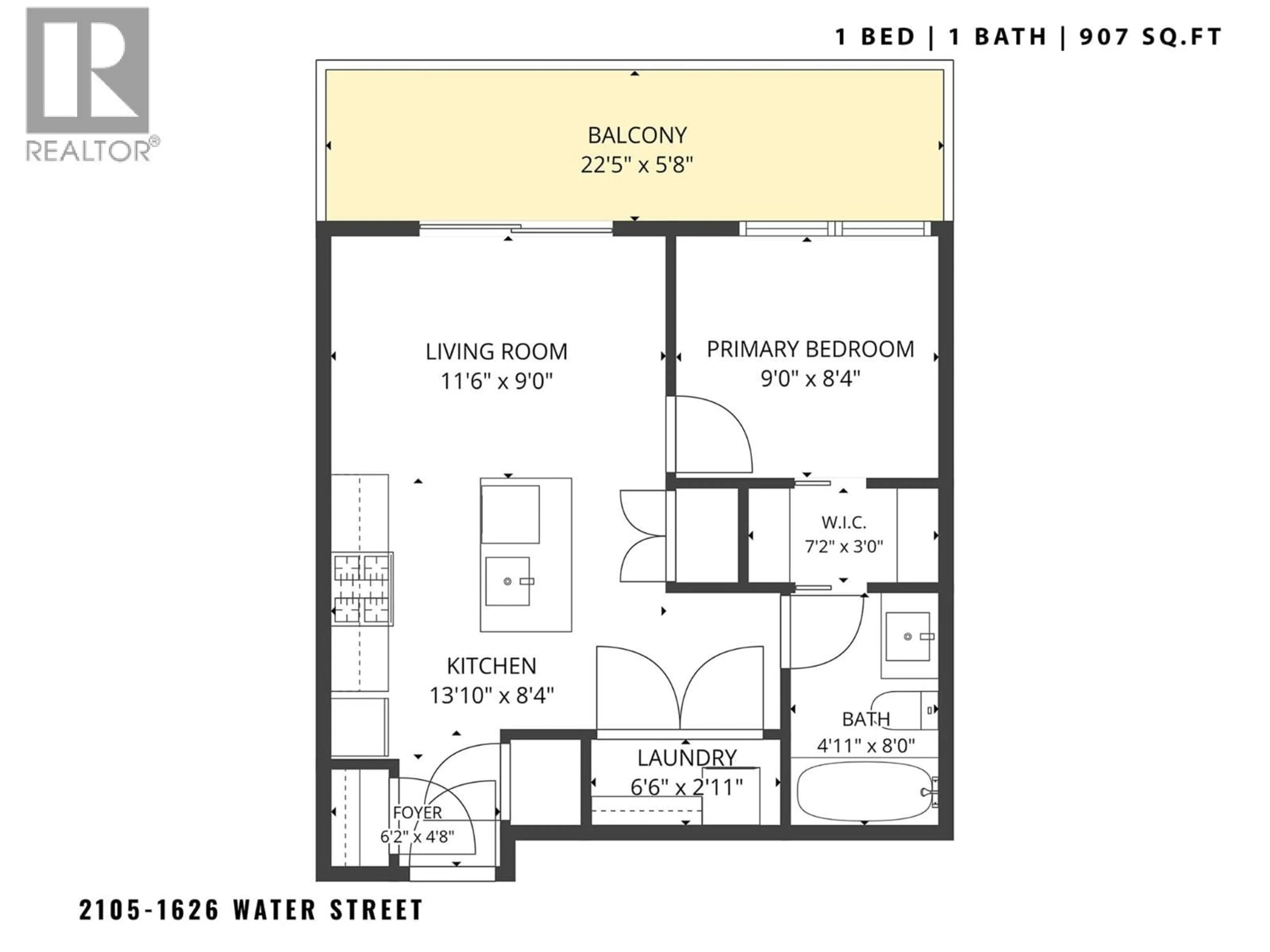 Floor plan for 2105 - 1626 WATER STREET, Kelowna British Columbia V1Y0N7