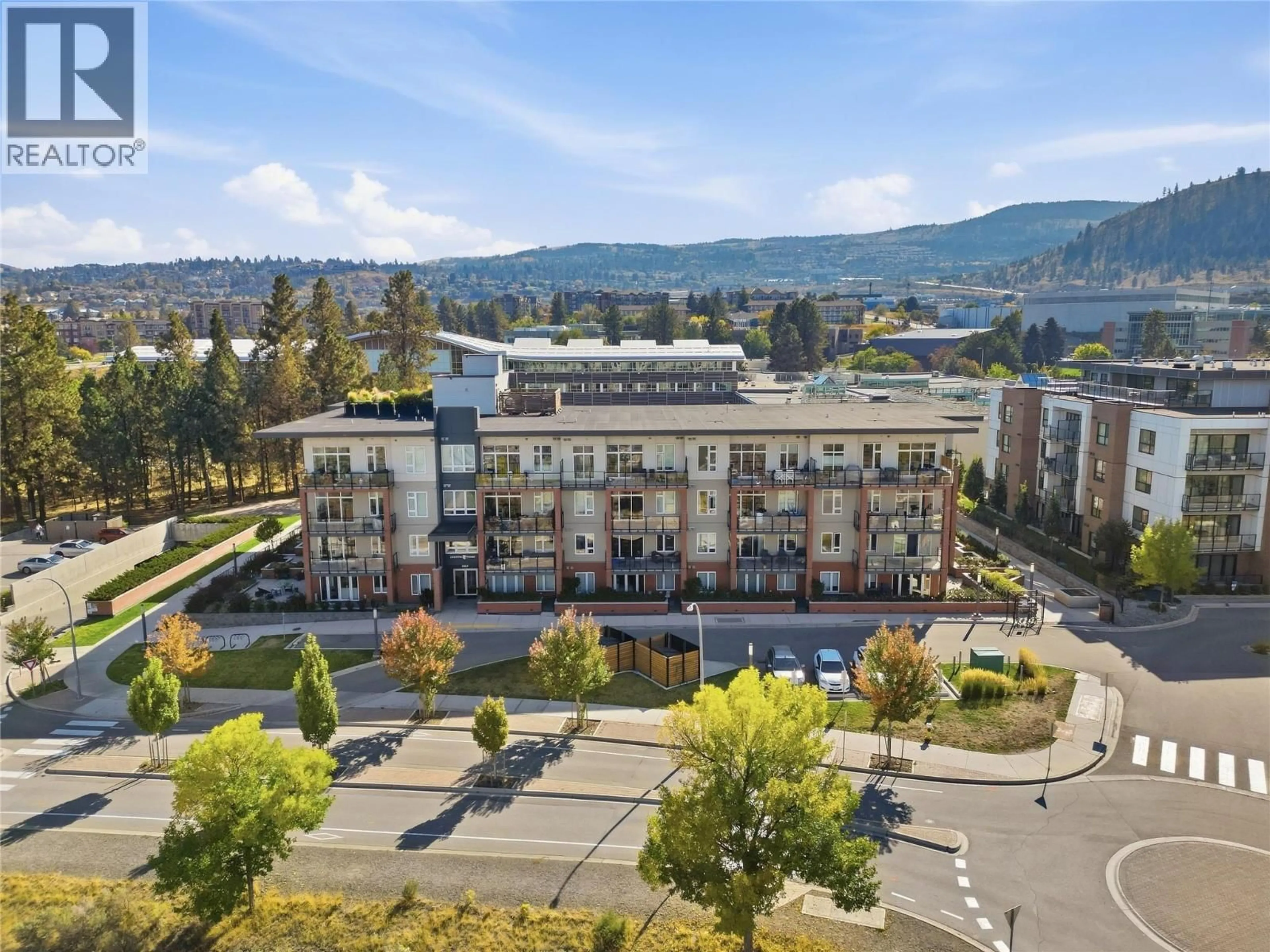 A pic from outside/outdoor area/front of a property/back of a property/a pic from drone, mountain view for 411 - 885 UNIVERSITY DRIVE, Kamloops British Columbia V3C0K2
