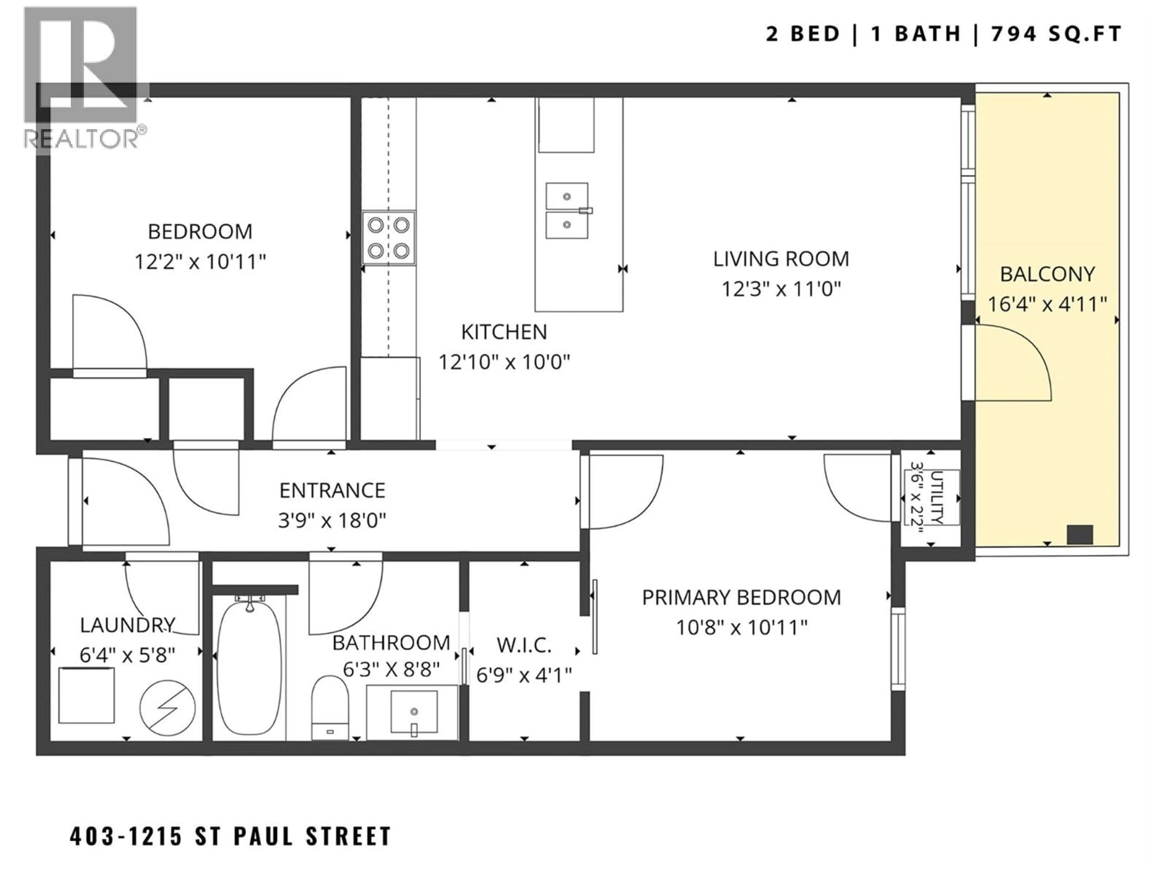 Floor plan for 403 - 1215 ST. PAUL STREET, Kelowna British Columbia V1Y2C7