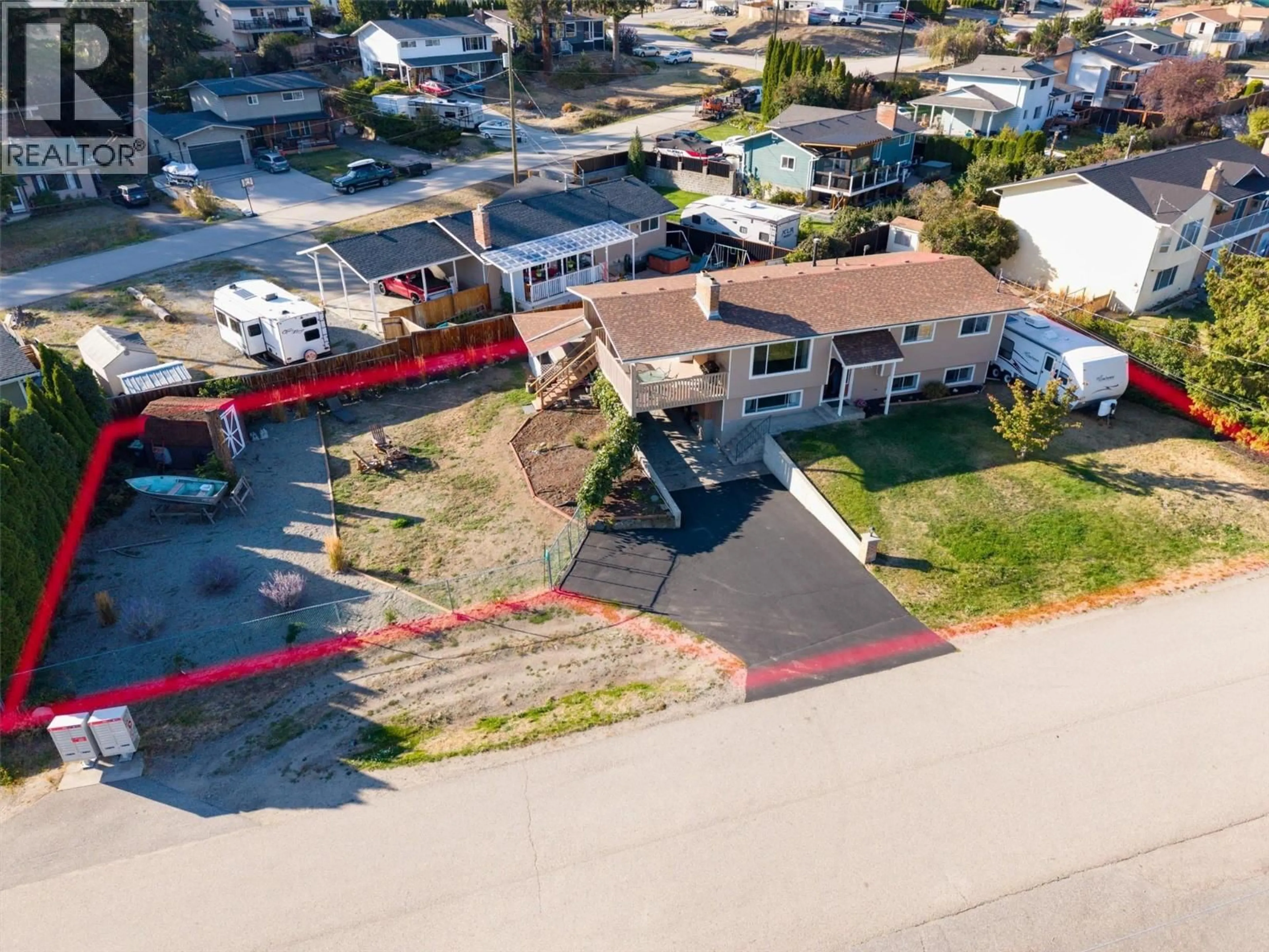 A pic from outside/outdoor area/front of a property/back of a property/a pic from drone, street for 3374 MCMURCHIE ROAD, West Kelowna British Columbia V4T1B4