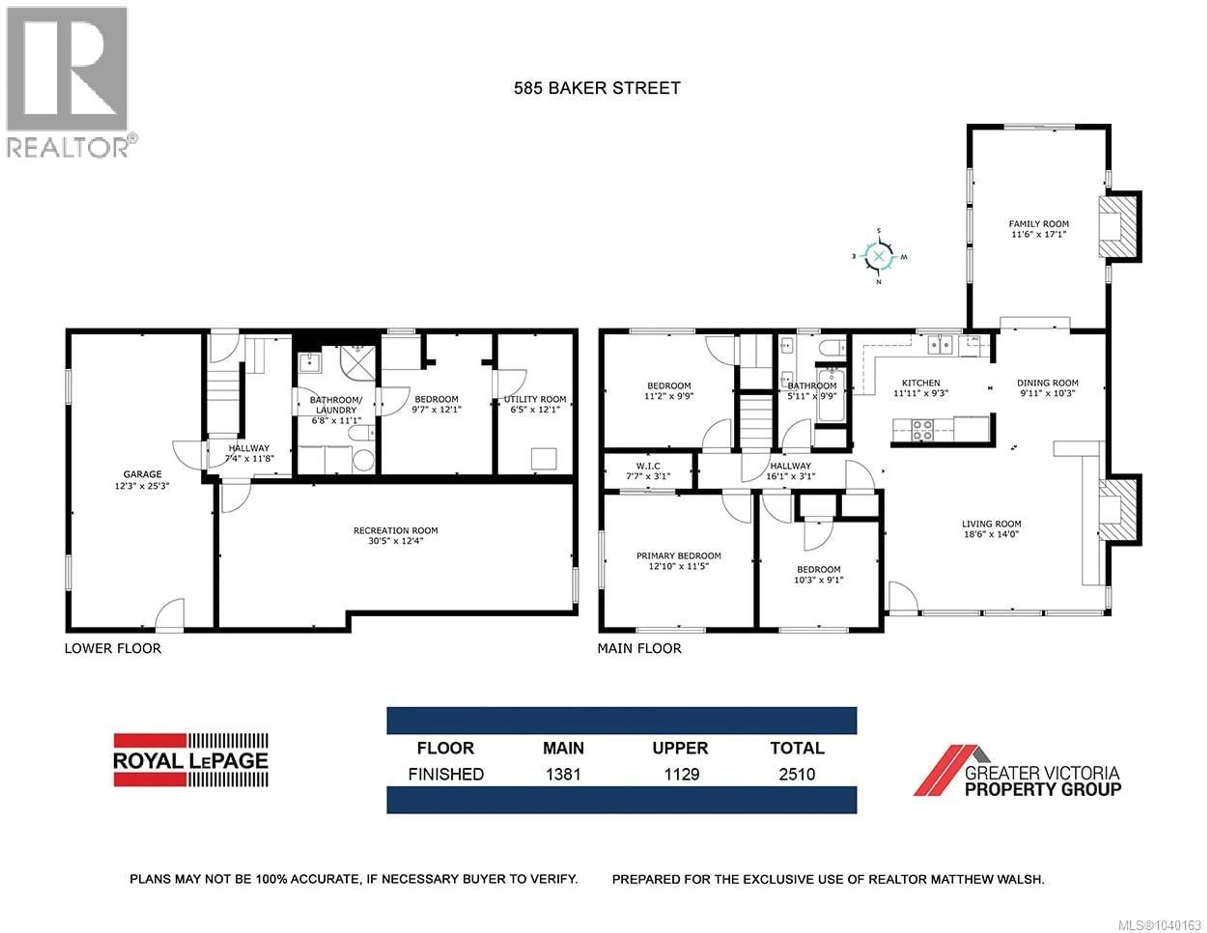 Floor plan for 585 BAKER STREET, Saanich British Columbia V8Z2H6