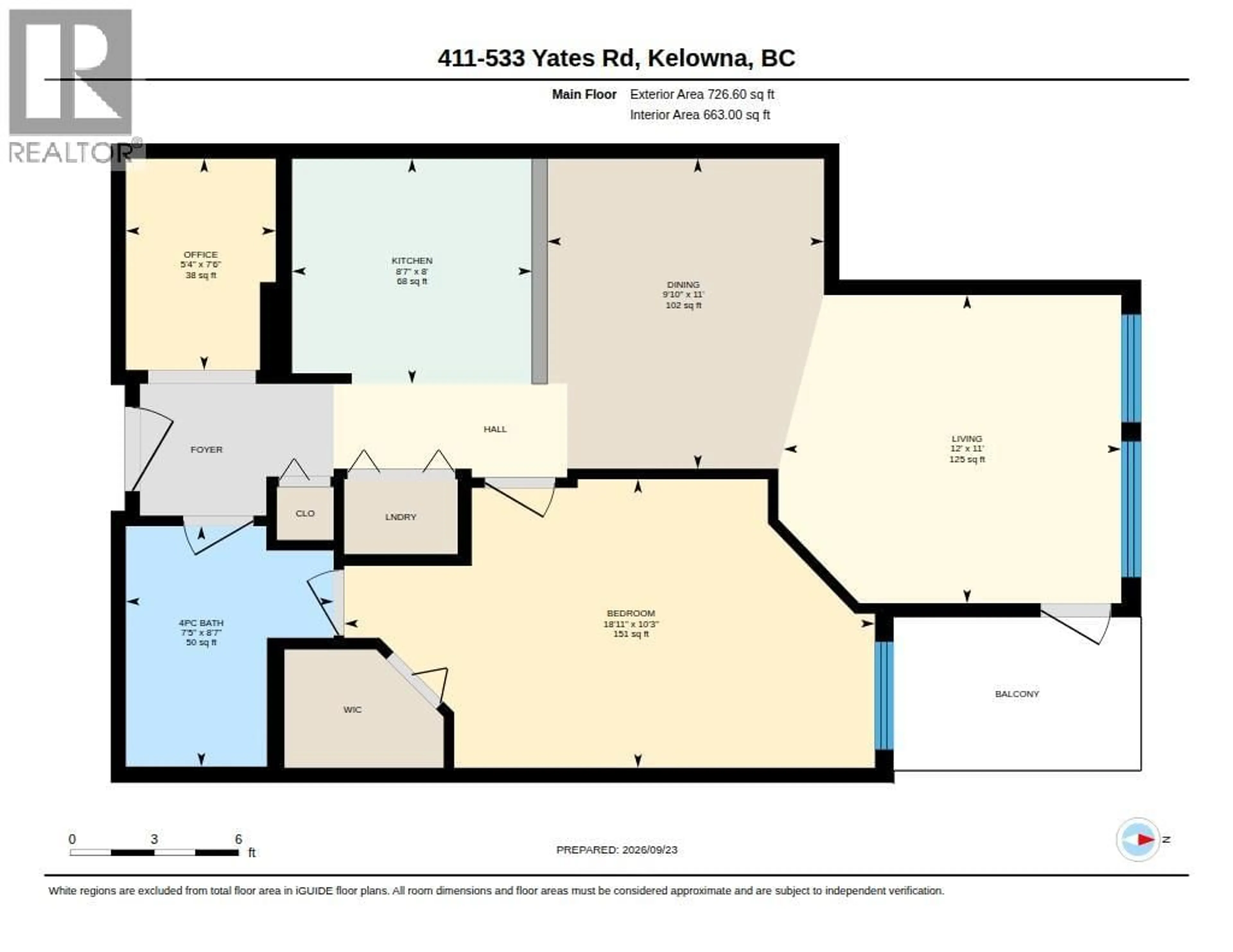 Floor plan for 411 - 533 YATES ROAD, Kelowna British Columbia V1V2T8