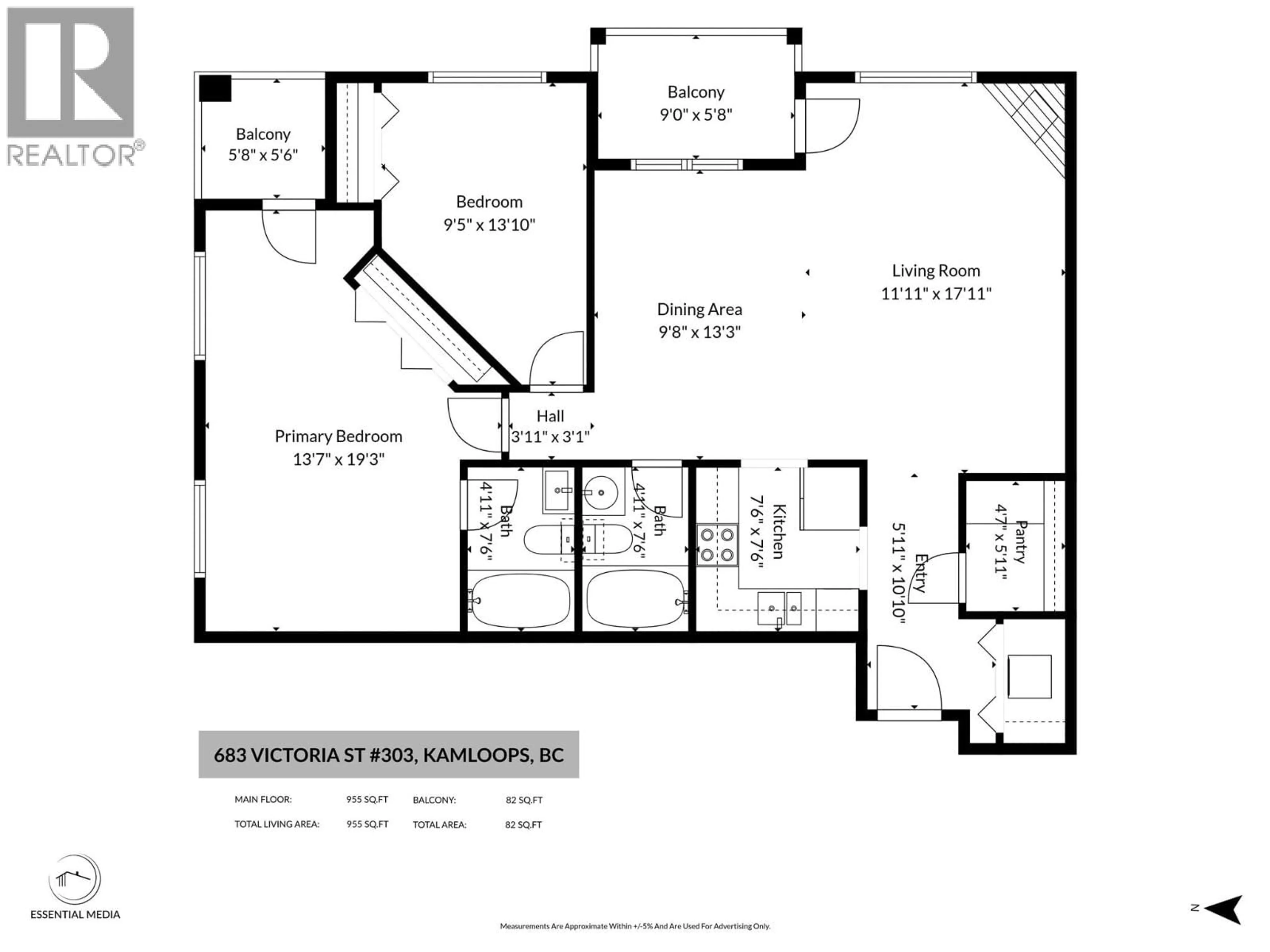 Floor plan for 303 - 683 VICTORIA STREET, Kamloops British Columbia V2C2B3