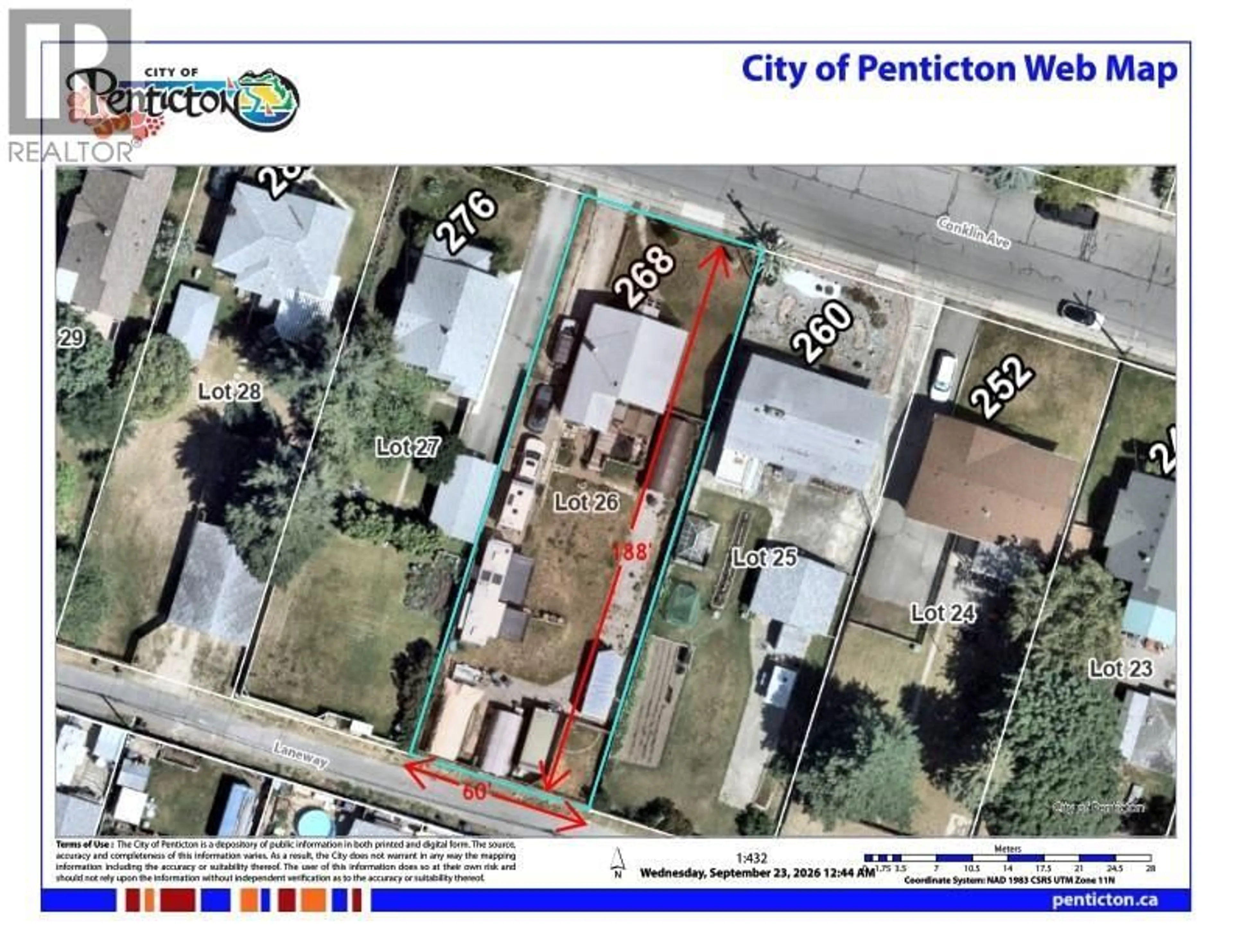 A pic from outside/outdoor area/front of a property/back of a property/a pic from drone, street for 268 CONKLIN AVENUE, Penticton British Columbia V2A2T2