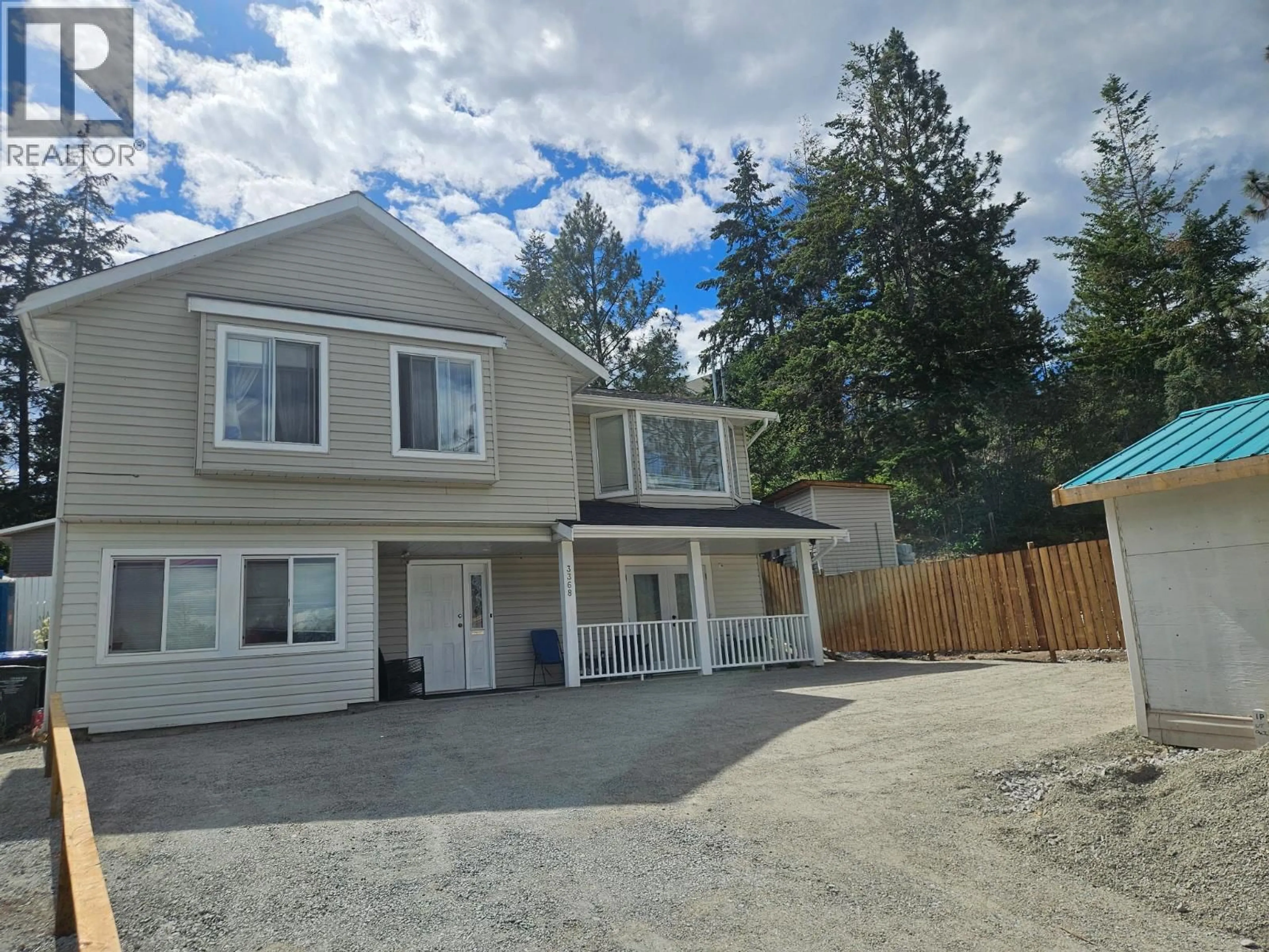 A pic from outside/outdoor area/front of a property/back of a property/a pic from drone, unknown for 3368 MCIVER ROAD, West Kelowna British Columbia V4T1G7