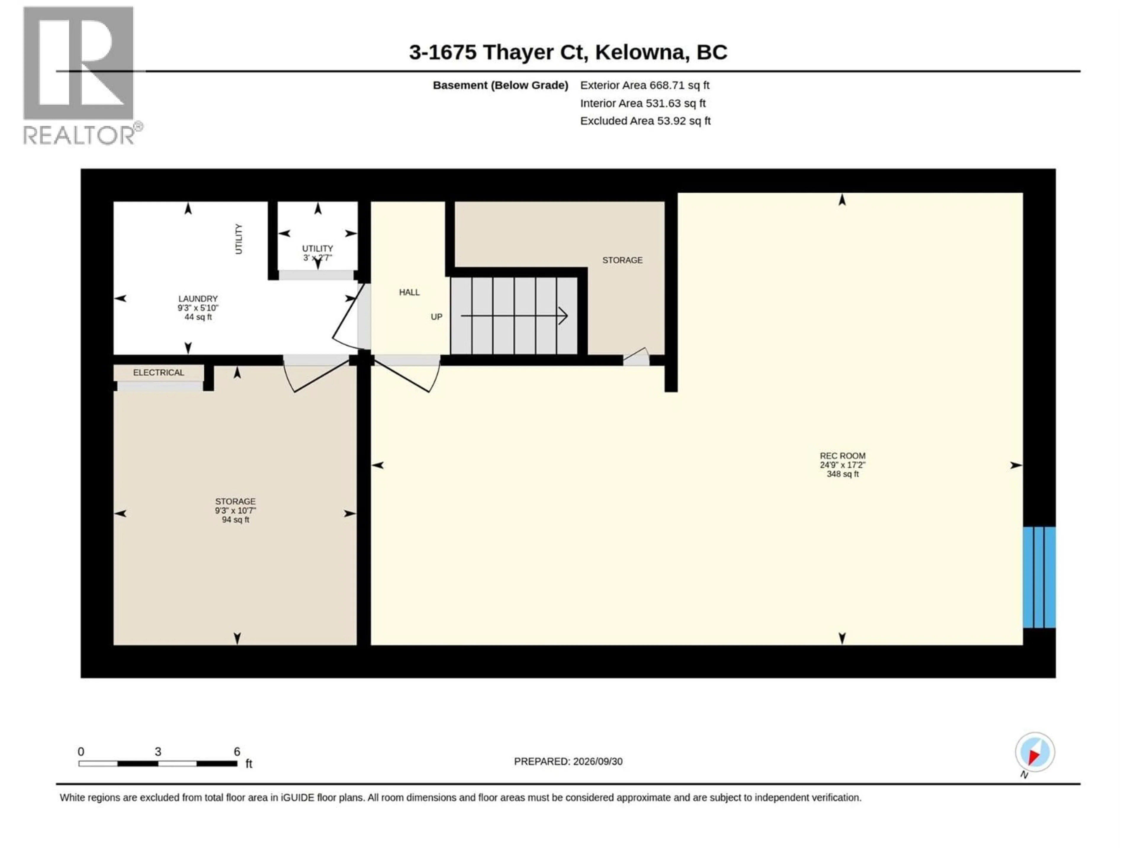 Floor plan for 3 - 1675 THAYER COURT, Kelowna British Columbia V1Y8M2