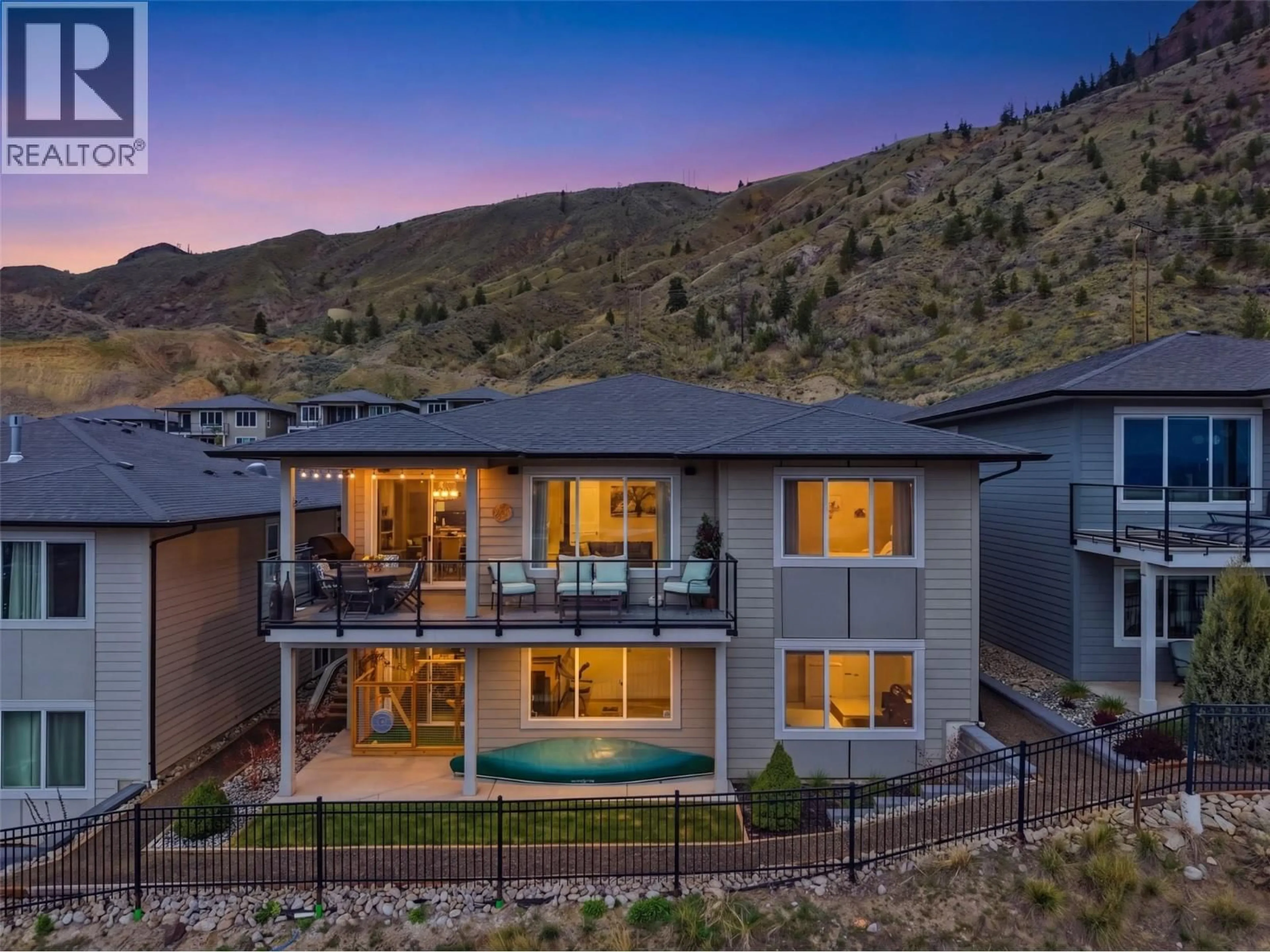 A pic from outside/outdoor area/front of a property/back of a property/a pic from drone, mountain view for 4012 RIO VISTA WAY, Kamloops British Columbia V2H0E1