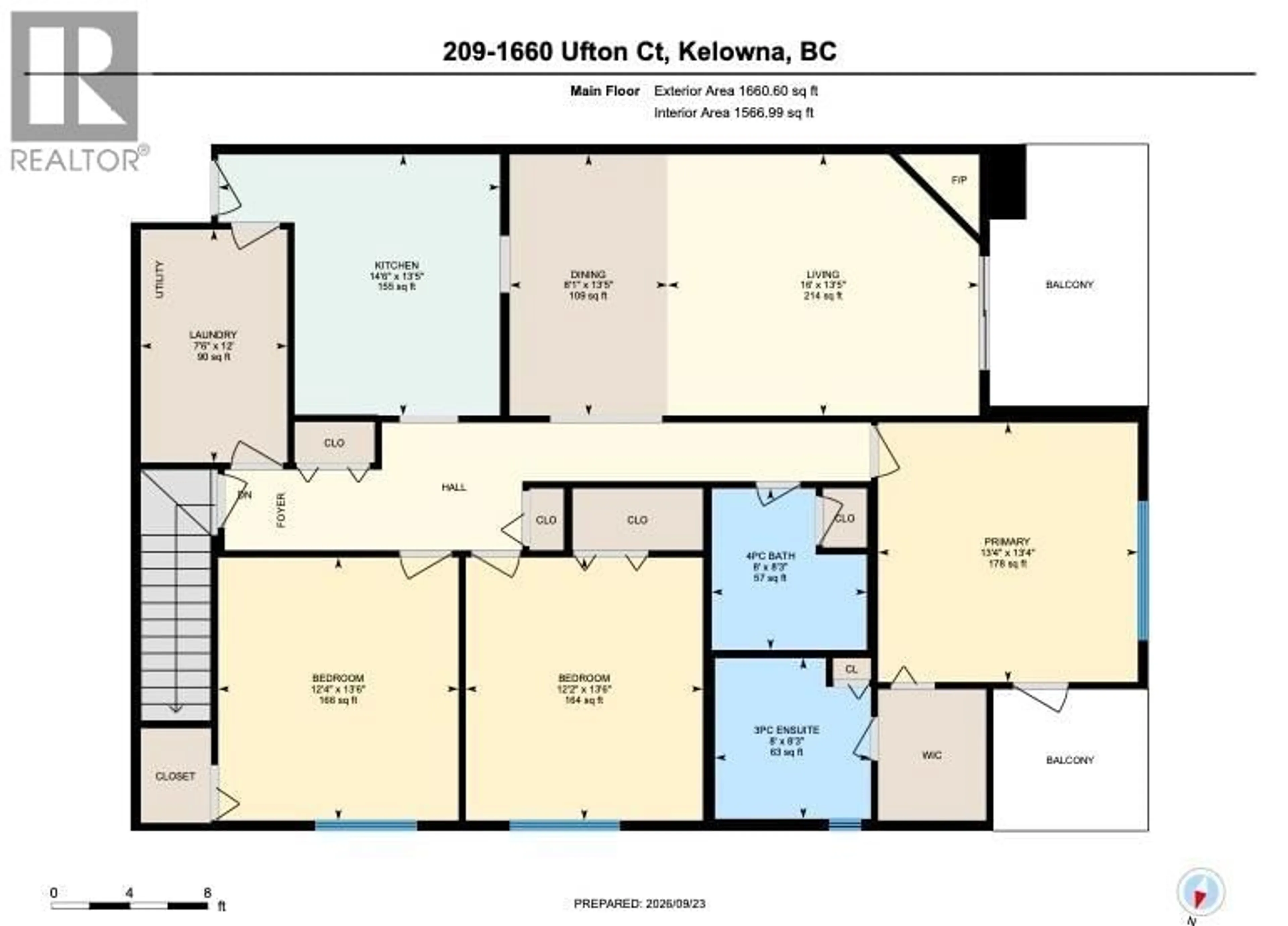 Floor plan for 209 - 1660 UFTON COURT, Kelowna British Columbia V1Y8G7
