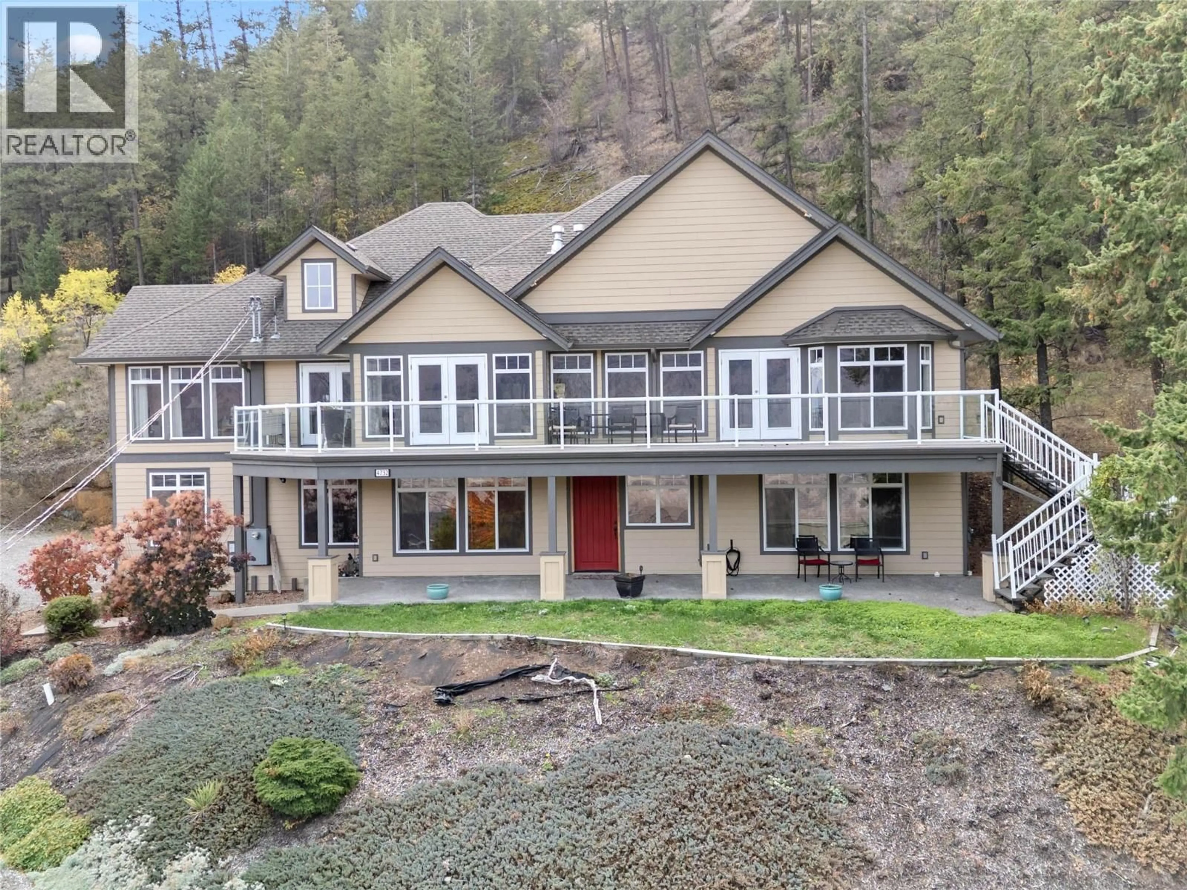 A pic from outside/outdoor area/front of a property/back of a property/a pic from drone, water/lake/river/ocean view for 4732 UPLANDS DRIVE, Kamloops British Columbia V2C6S9