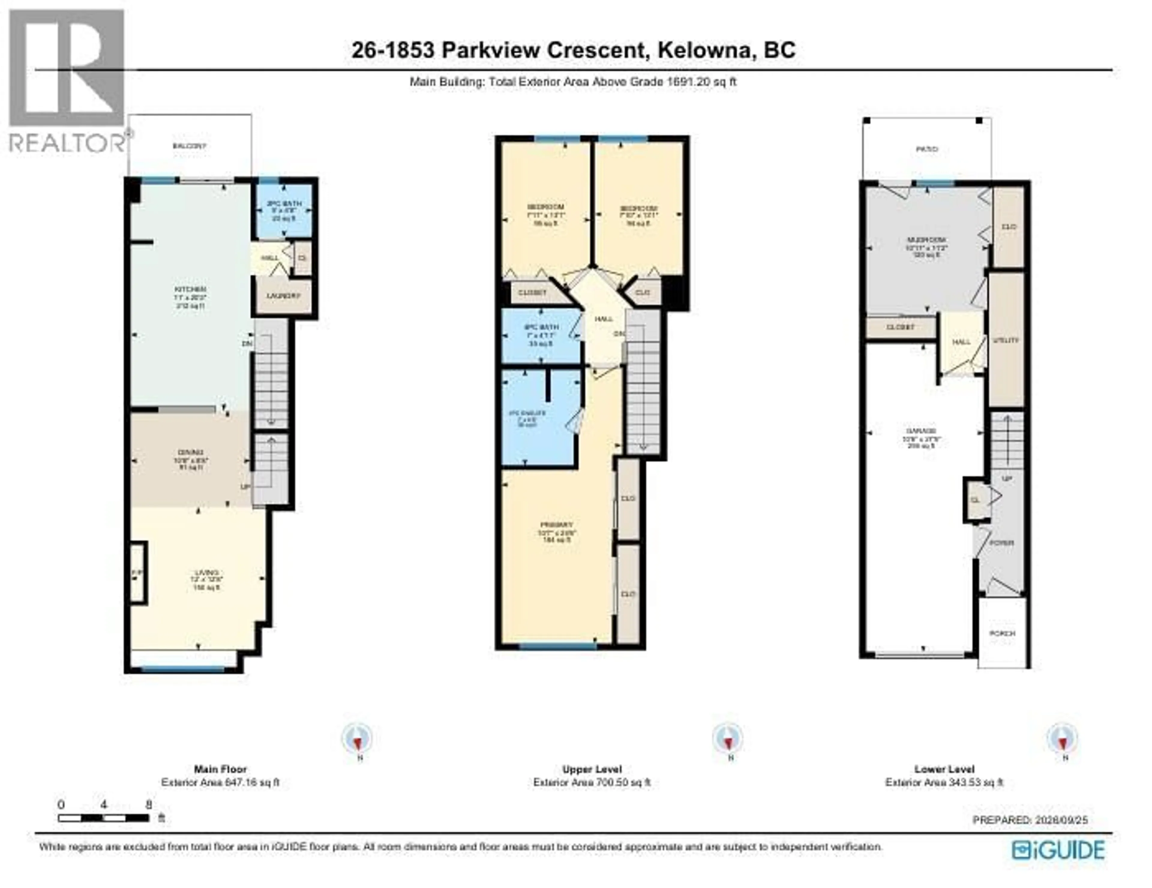 Floor plan for 26 - 1853 PARKVIEW CRESCENT, Kelowna British Columbia V1X8A3