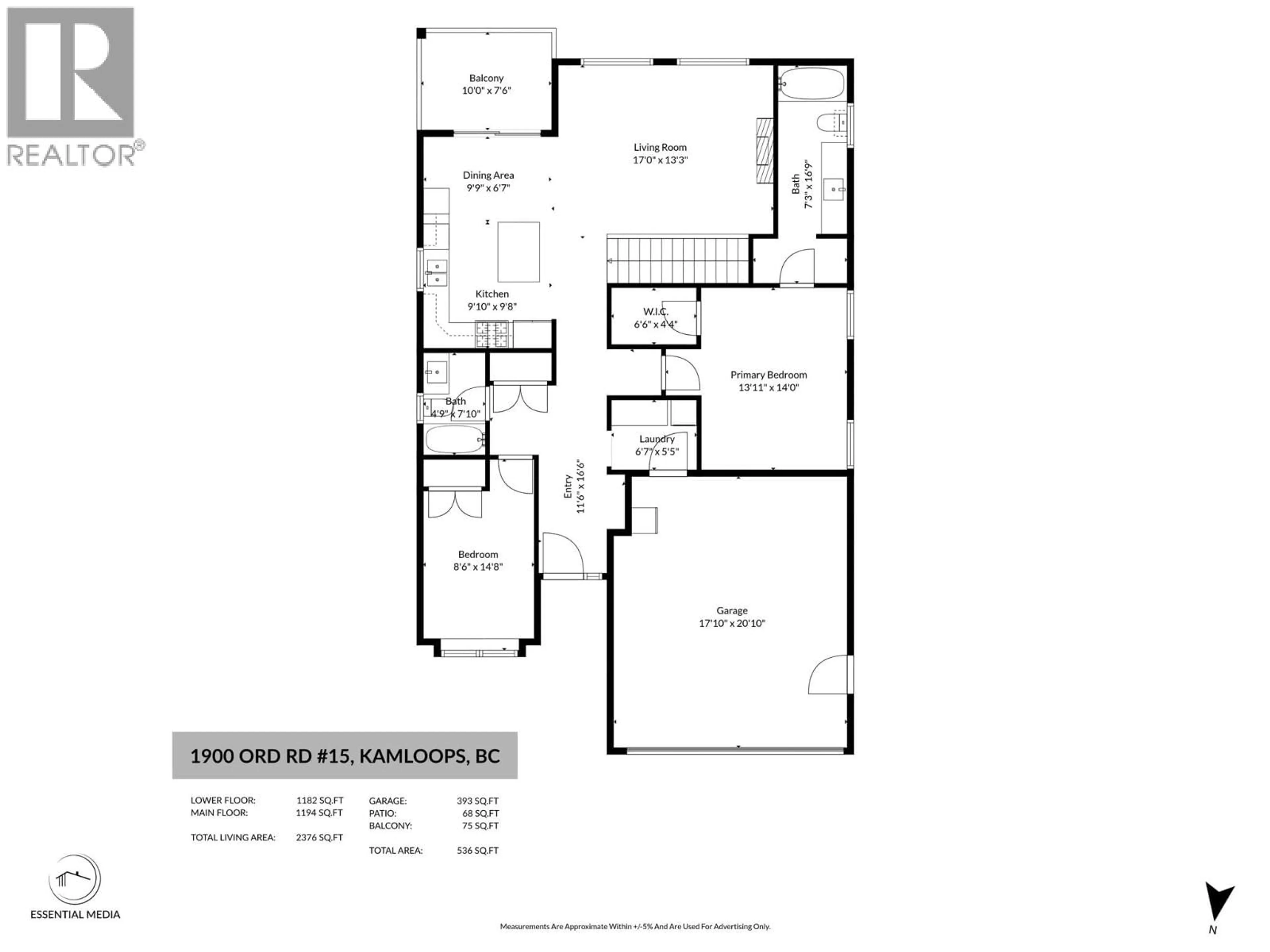 Floor plan for 15 - 1900 ORD ROAD, Kamloops British Columbia V2B8S7