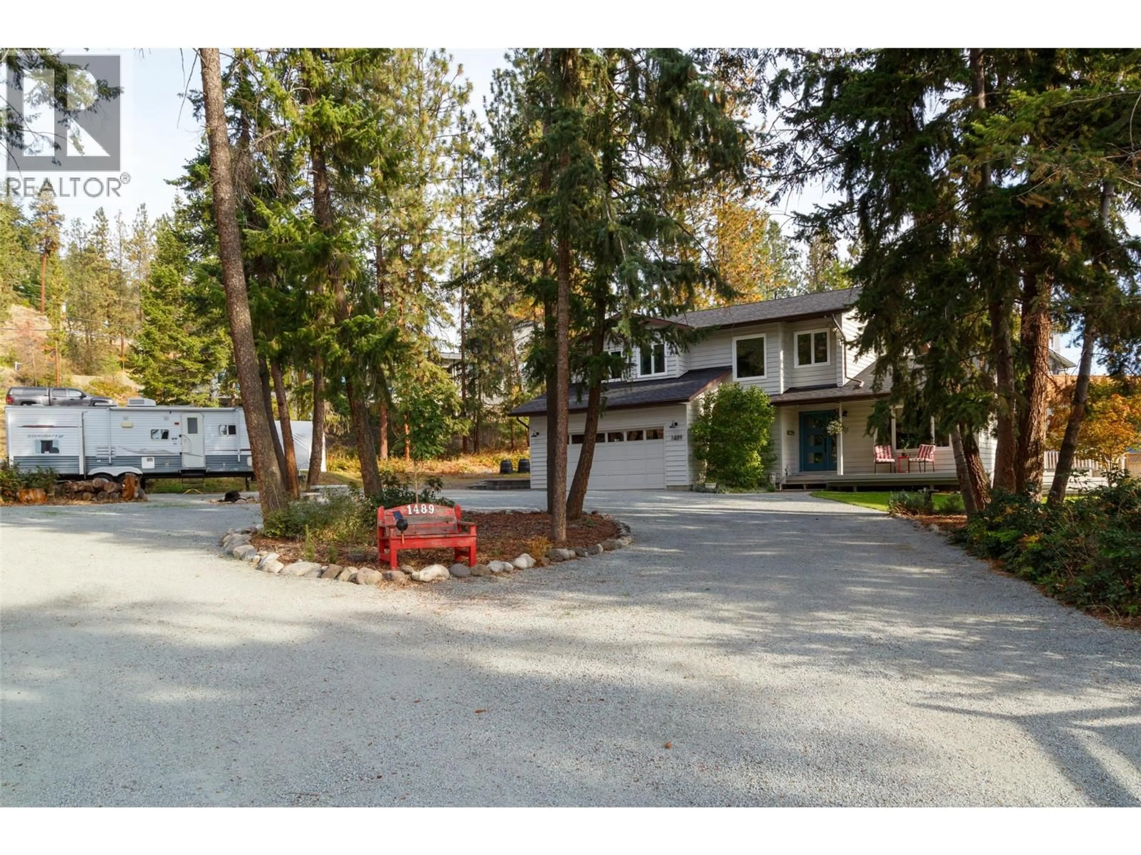 A pic from outside/outdoor area/front of a property/back of a property/a pic from drone, street for 1489 BEAR CREEK ROAD, West Kelowna British Columbia V1Z2S2