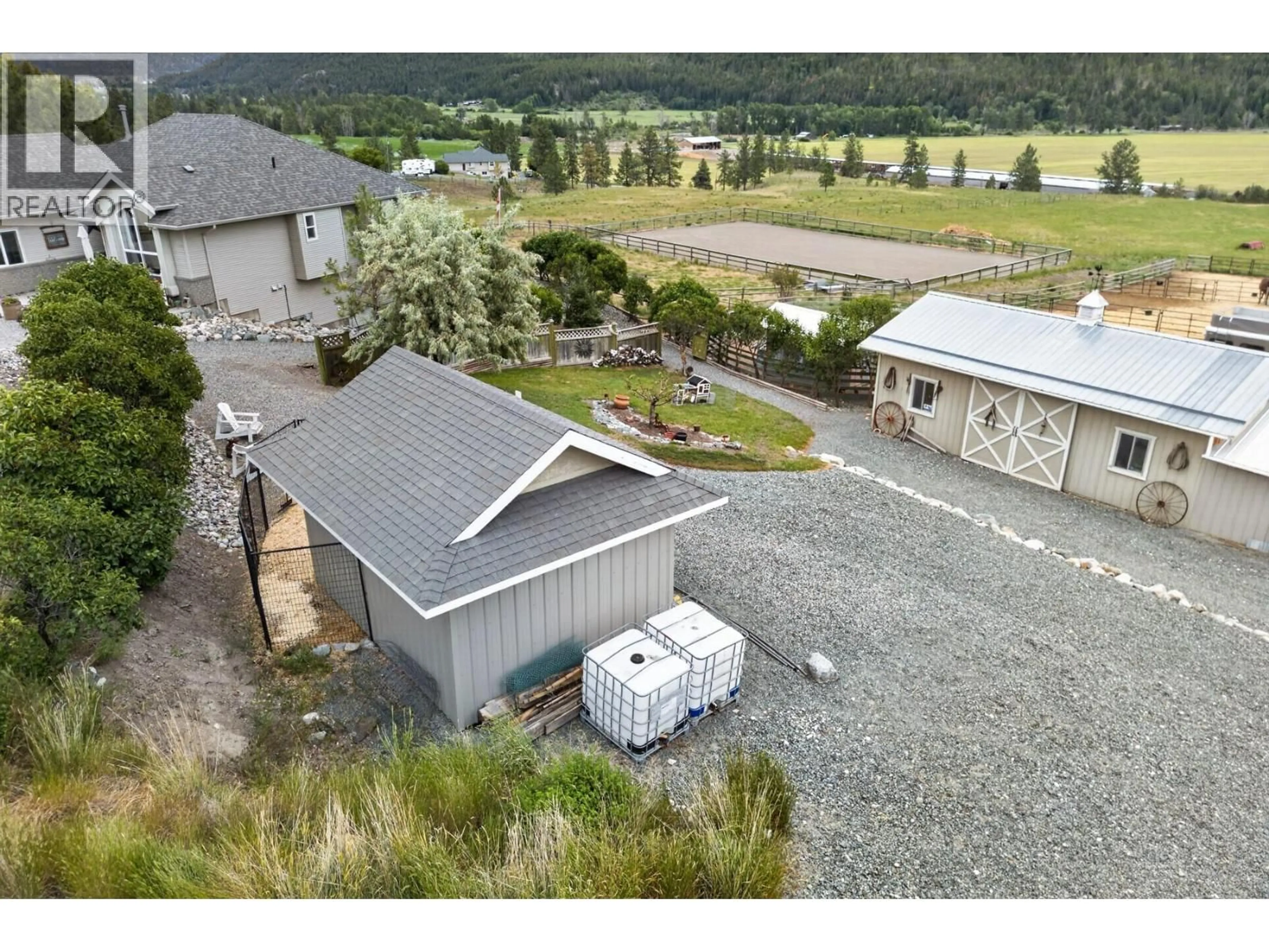 A pic from outside/outdoor area/front of a property/back of a property/a pic from drone, mountain view for 1373 MILLER ROAD, Merritt British Columbia V1K1N6