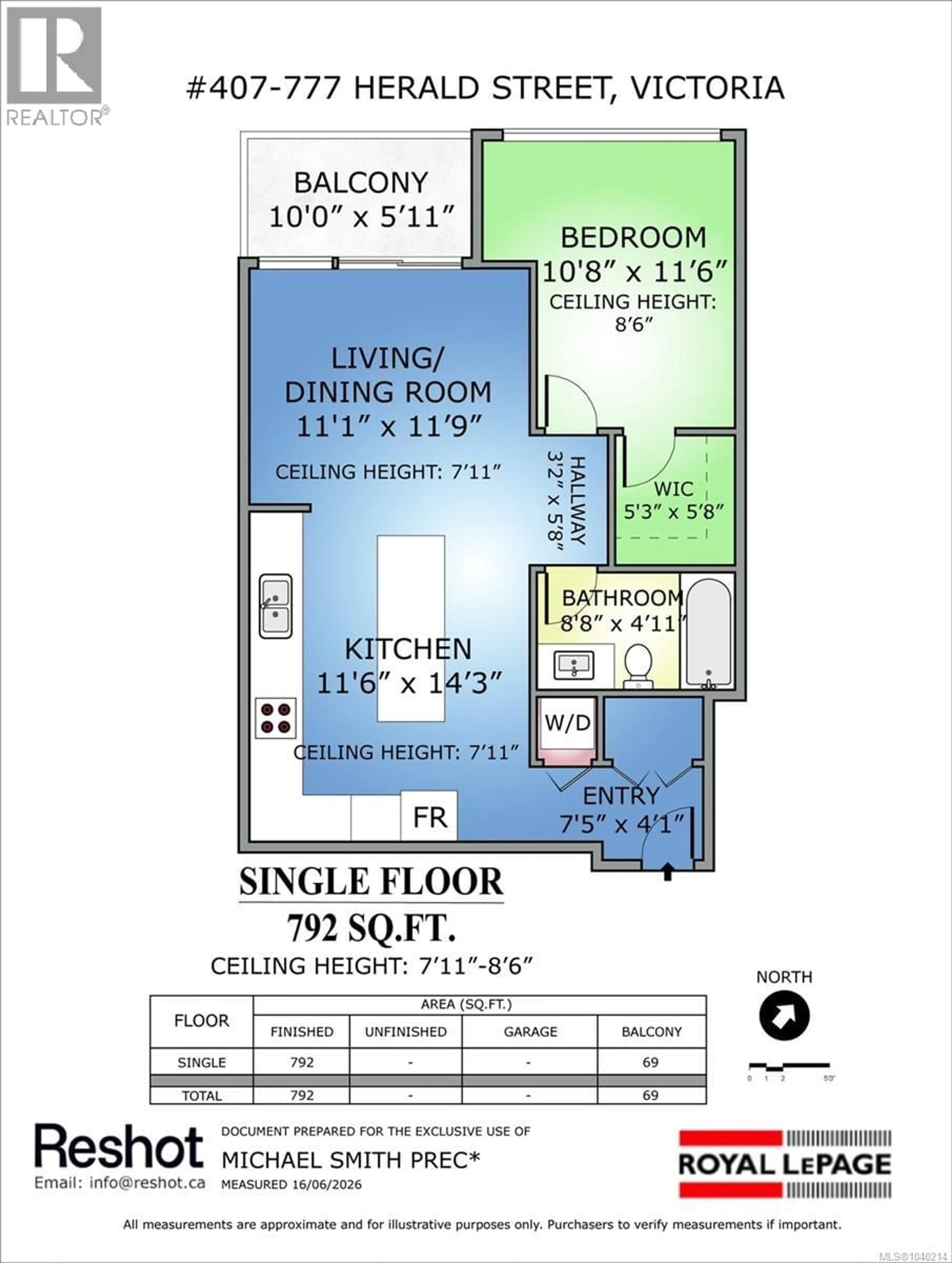 Floor plan for 405 - 777 HERALD STREET, Victoria British Columbia V8T0C7