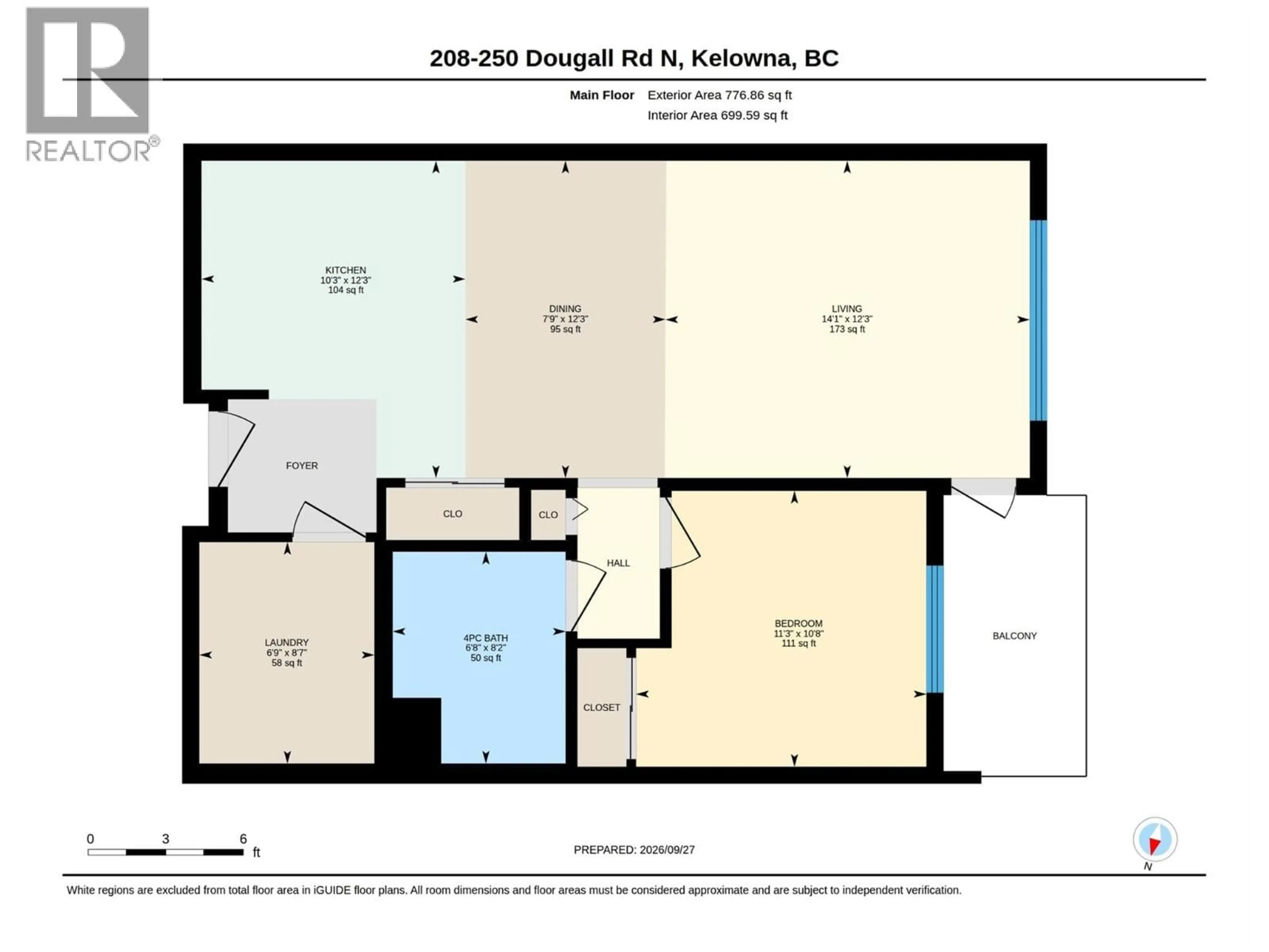 Floor plan for 208 - 250 DOUGALL ROAD NORTH, Kelowna British Columbia V1X3K5