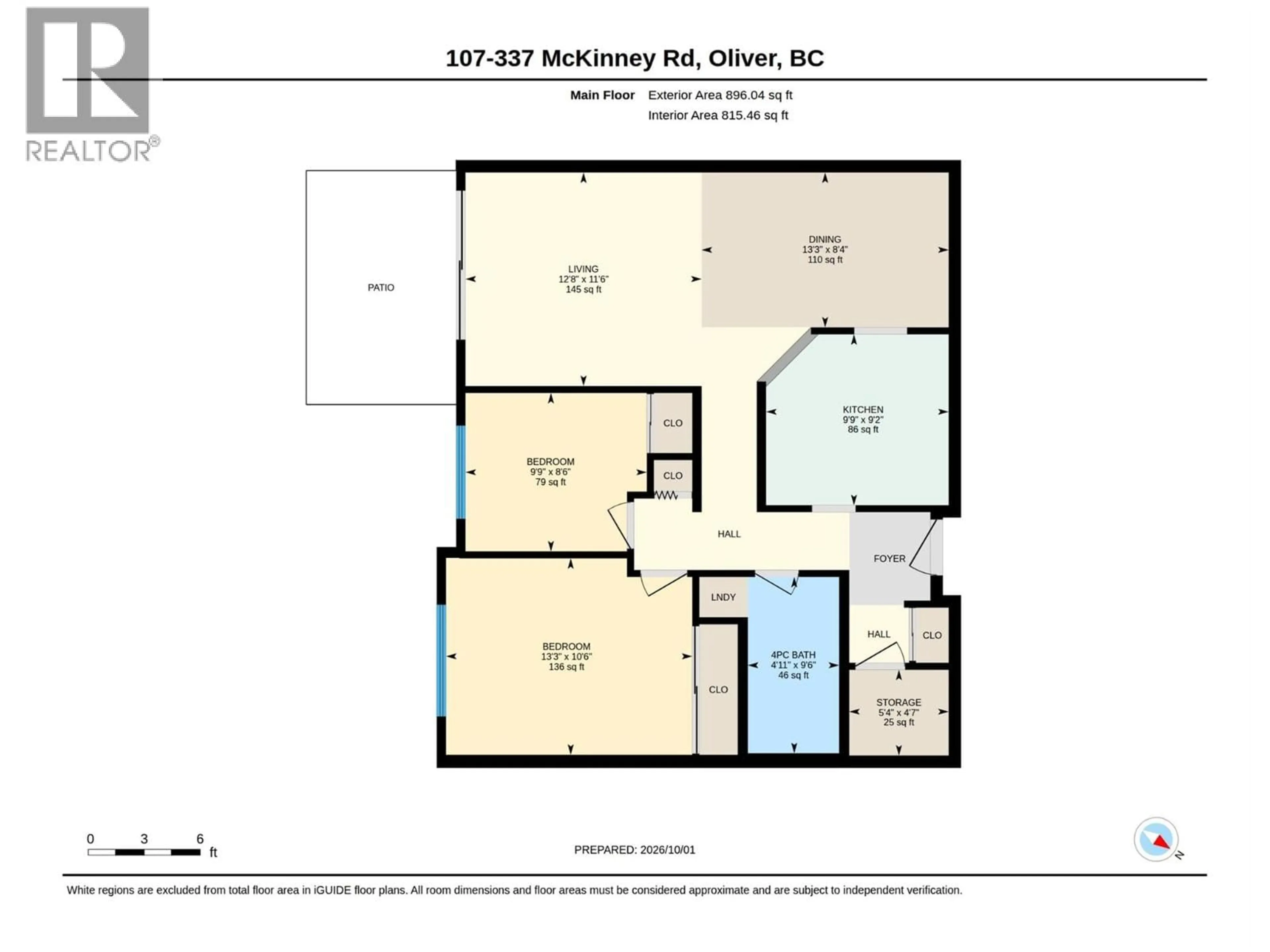 Floor plan for 107 - 337 MCKINNEY ROAD, Oliver British Columbia V0H1T3